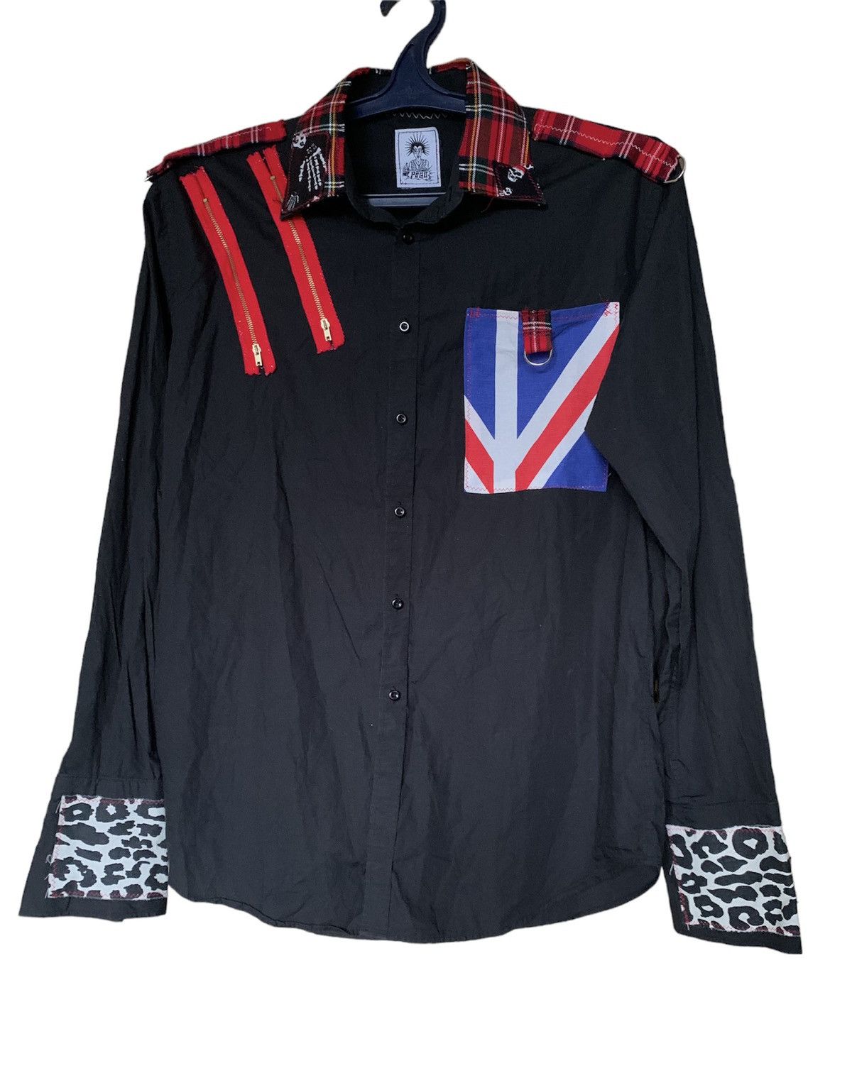 Designer England Vintage Punk Zip patch Shirt like Vivienne westwood Size US L / EU 52-54 / 3 - 10 Thumbnail