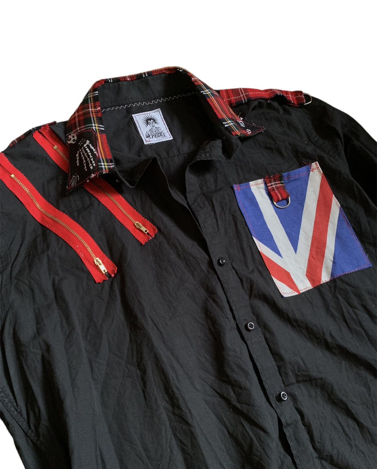 Designer England Vintage Punk Zip patch Shirt like Vivienne westwood Size US L / EU 52-54 / 3 - 3 Thumbnail