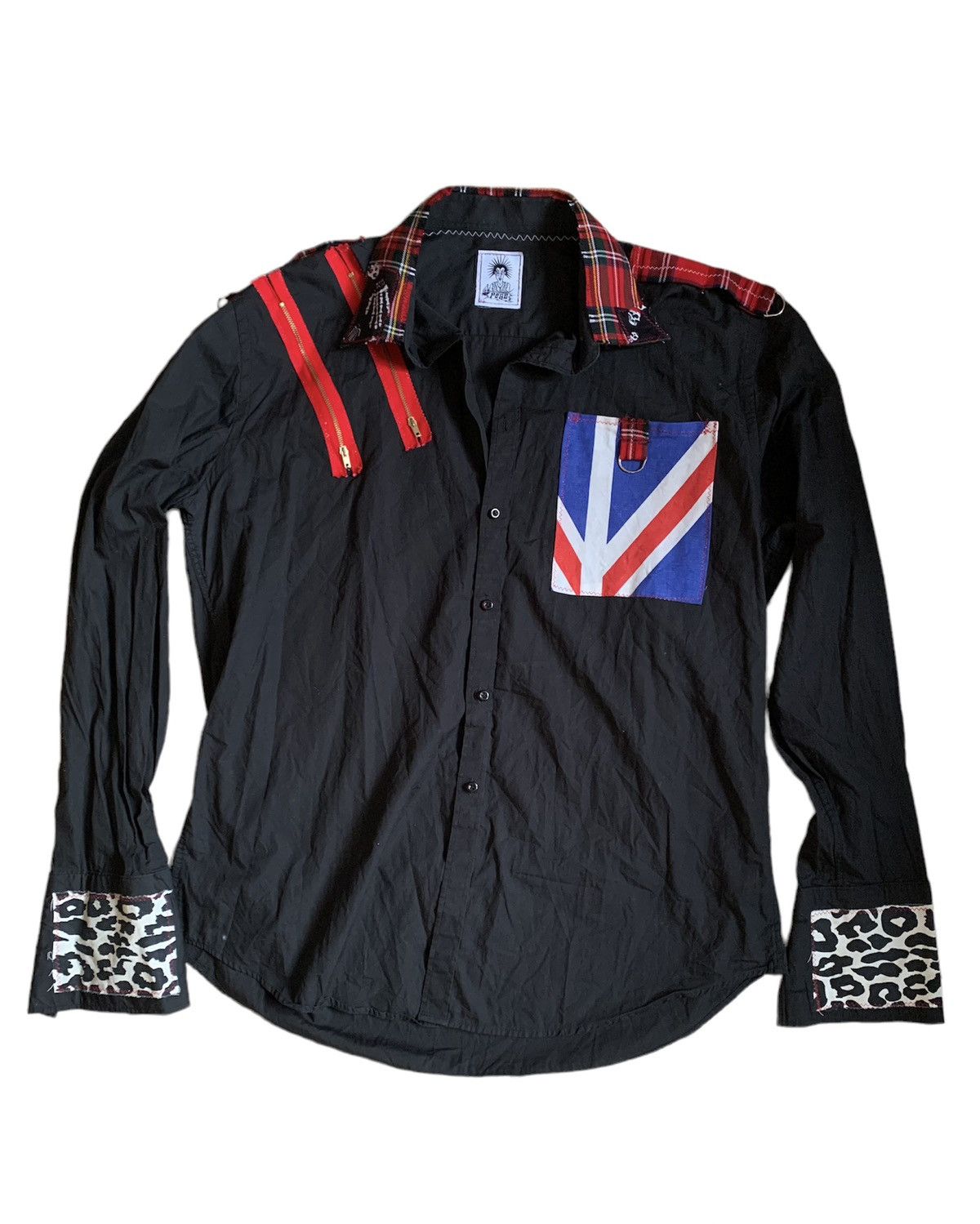 Designer England Vintage Punk Zip patch Shirt like Vivienne westwood Size US L / EU 52-54 / 3 - 1 Thumbnail