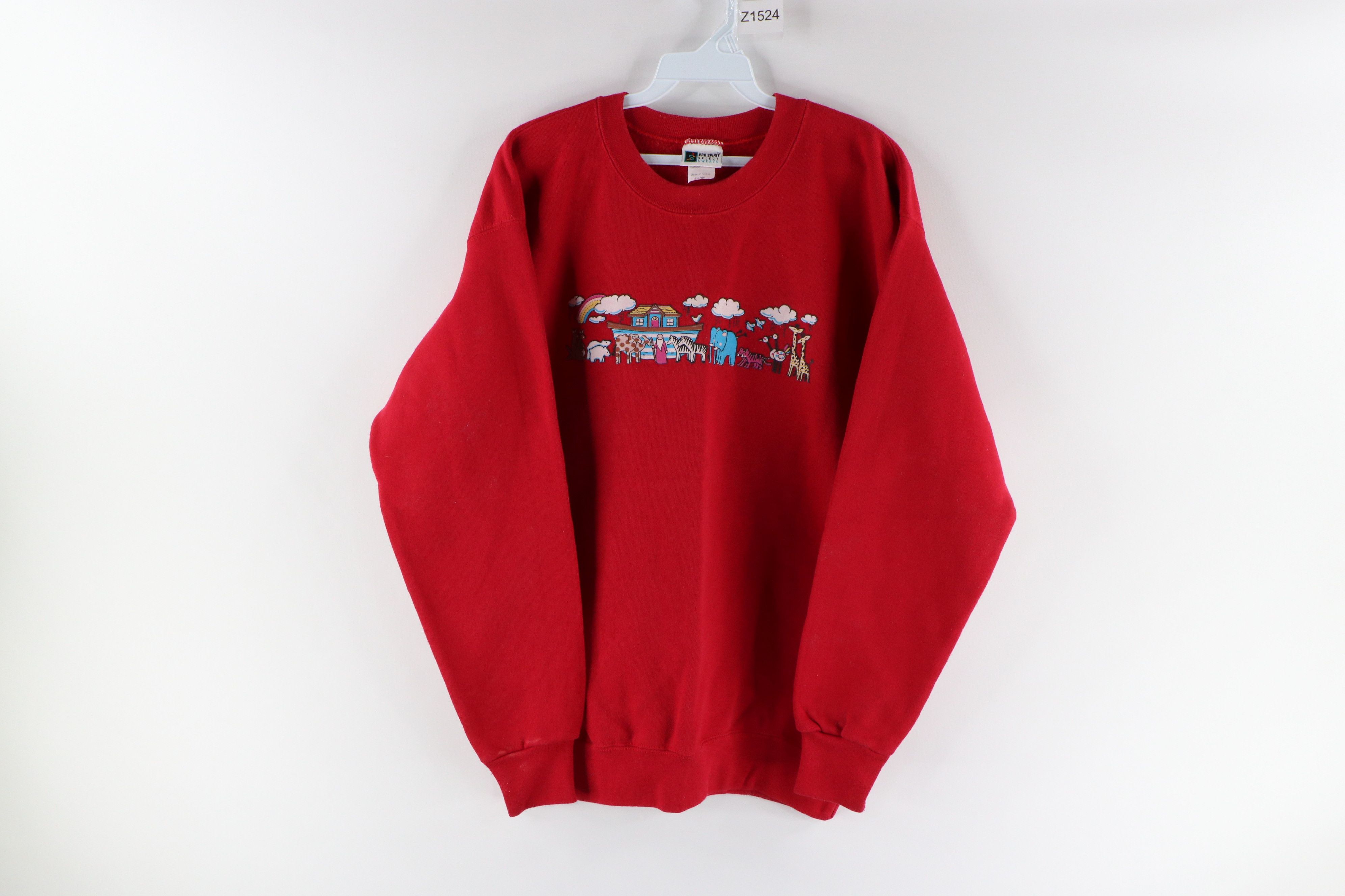 Vintage Vintage 90s Noah's Ark Animals Crewneck Sweatshirt Red USA ...