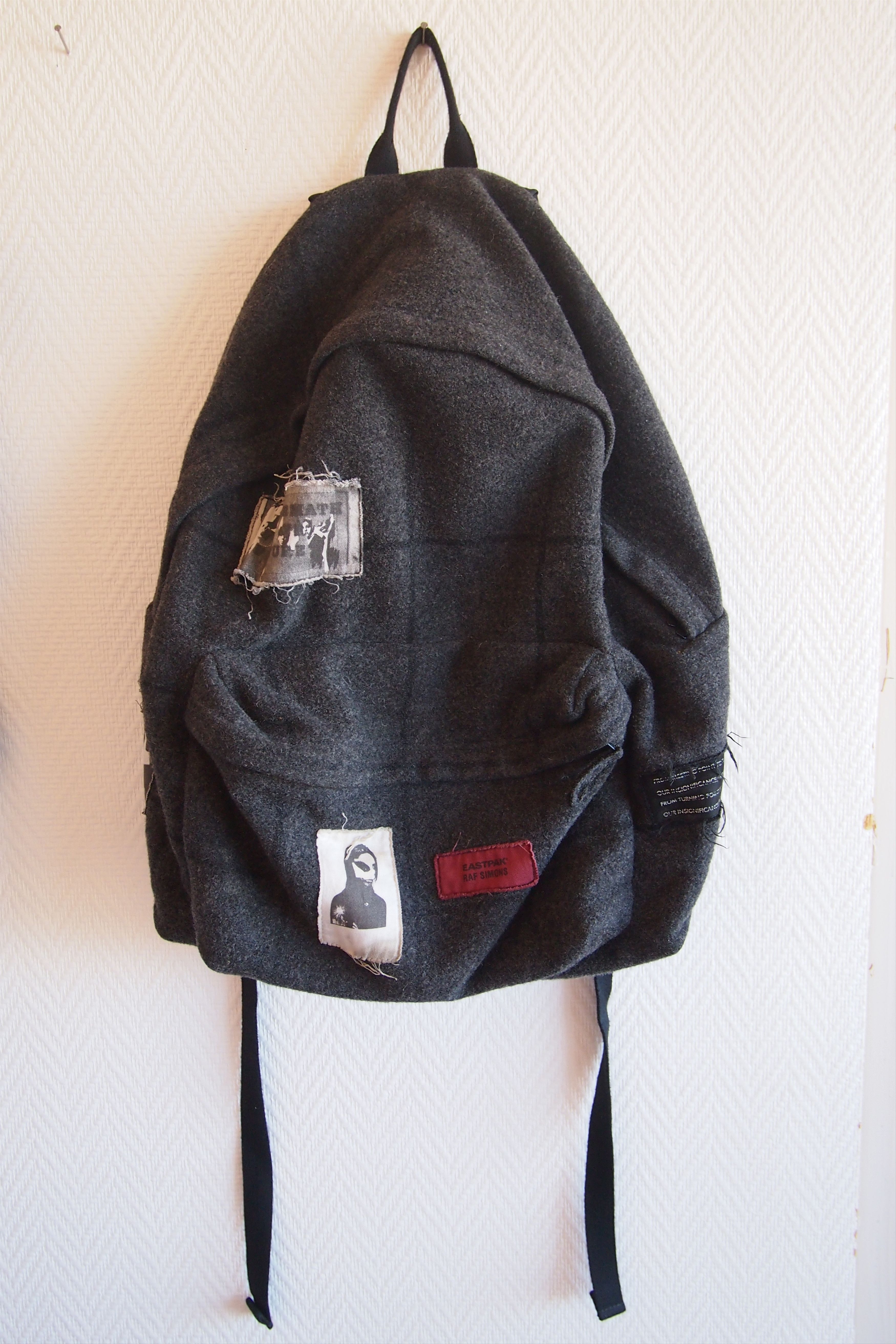 Raf Simons 08 x Eastpak Grey Wool Patch backpack