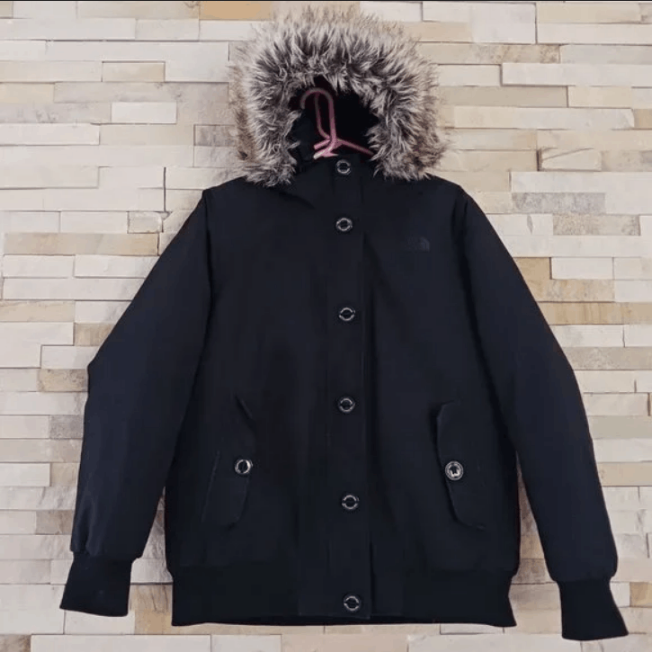 North Face Womens XL Black Fur Down Parka Winter Jacket Coat
