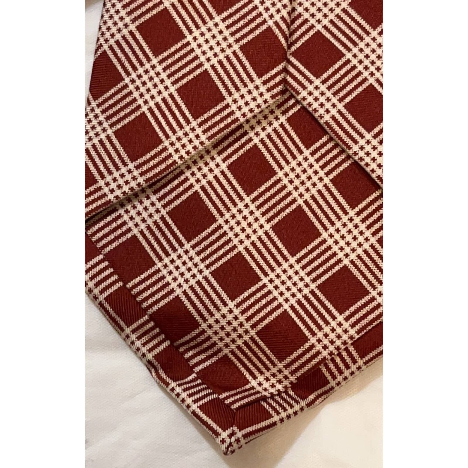 Vintage Borrelli Napoli Silk Neck Tie ~ Red ~ Geometric