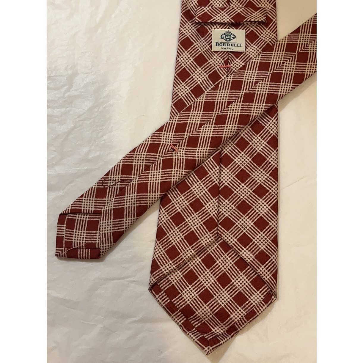 Vintage Borrelli Napoli Silk Neck Tie ~ Red ~ Geometric