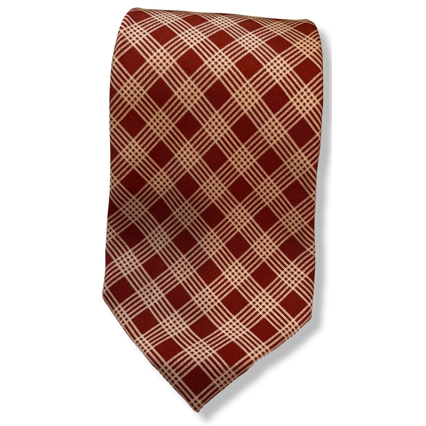 Vintage Borrelli Napoli Silk Neck Tie ~ Red ~ Geometric