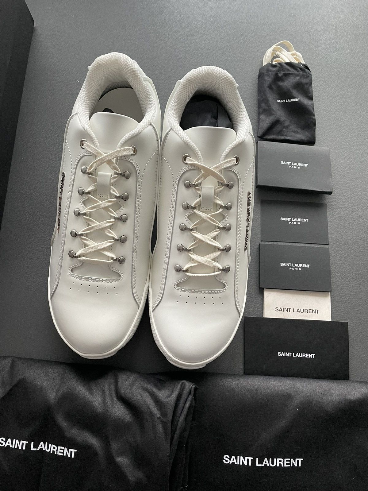Hedi Slimane × Saint Laurent Paris × Yves Saint Laurent Super Runway Brand New Rare SL Logo ALPHA Leather Sneake Size US 12 / EU 45 - 14 Thumbnail