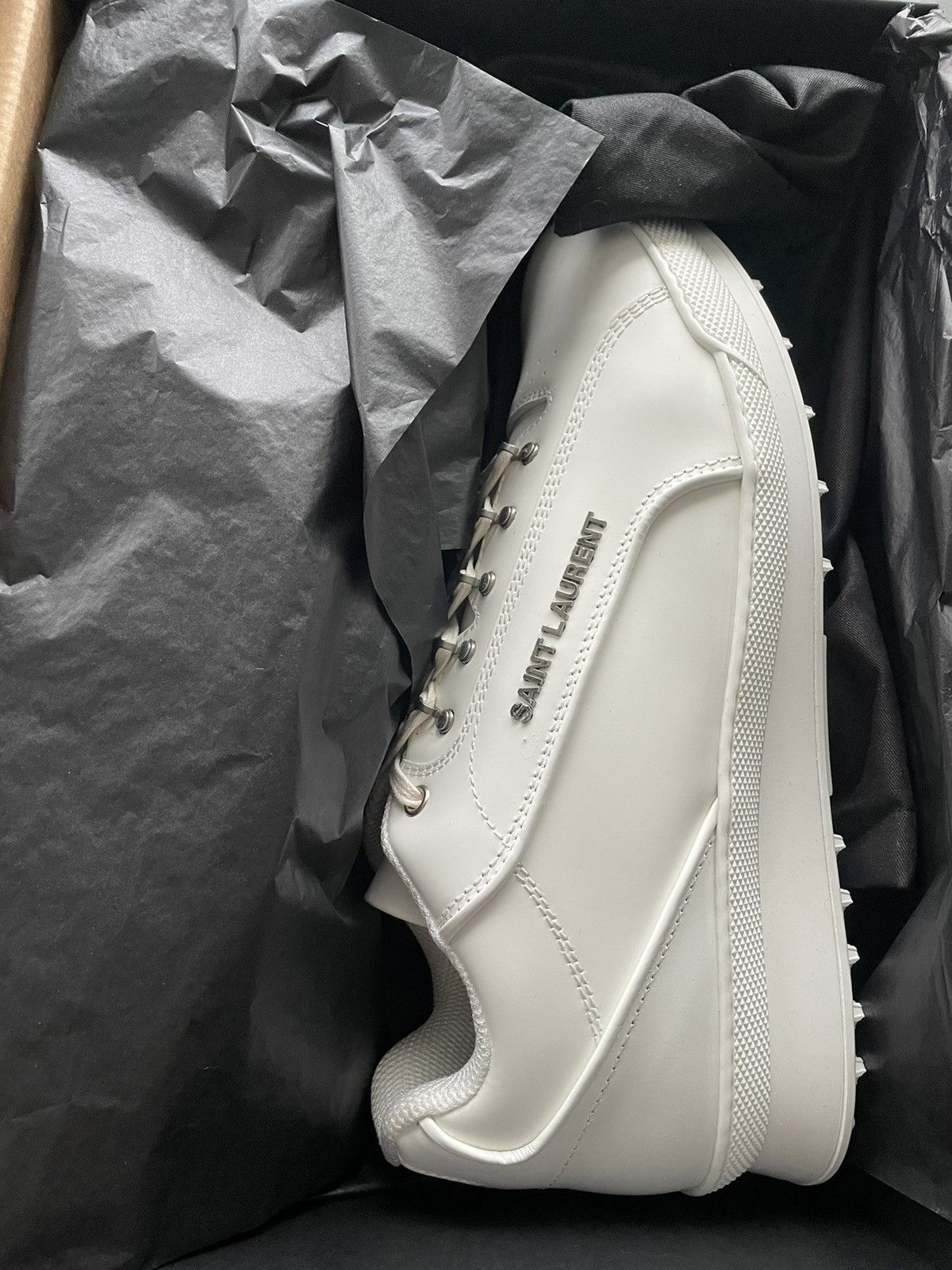 Hedi Slimane × Saint Laurent Paris × Yves Saint Laurent Super Runway Brand New Rare SL Logo ALPHA Leather Sneake Size US 12 / EU 45 - 20 Thumbnail