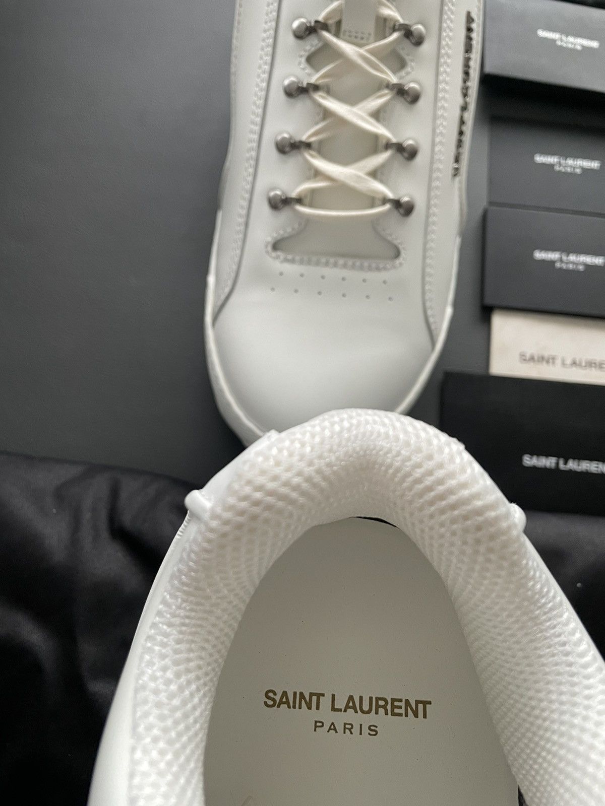 Hedi Slimane × Saint Laurent Paris × Yves Saint Laurent Super Runway Brand New Rare SL Logo ALPHA Leather Sneake Size US 12 / EU 45 - 15 Thumbnail