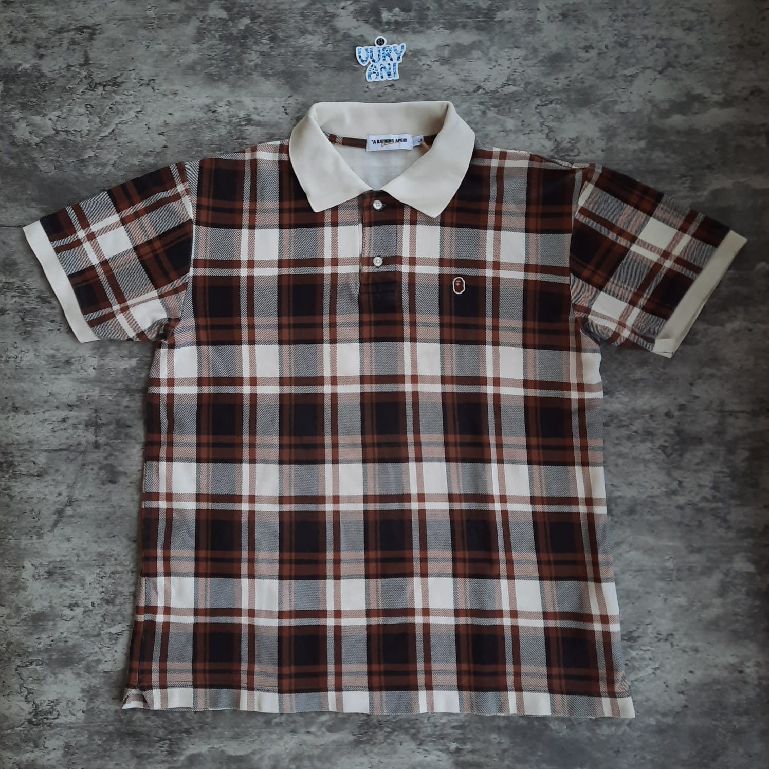 A Bathing Ape Classic Plaid Brown Polo Shirt Tee