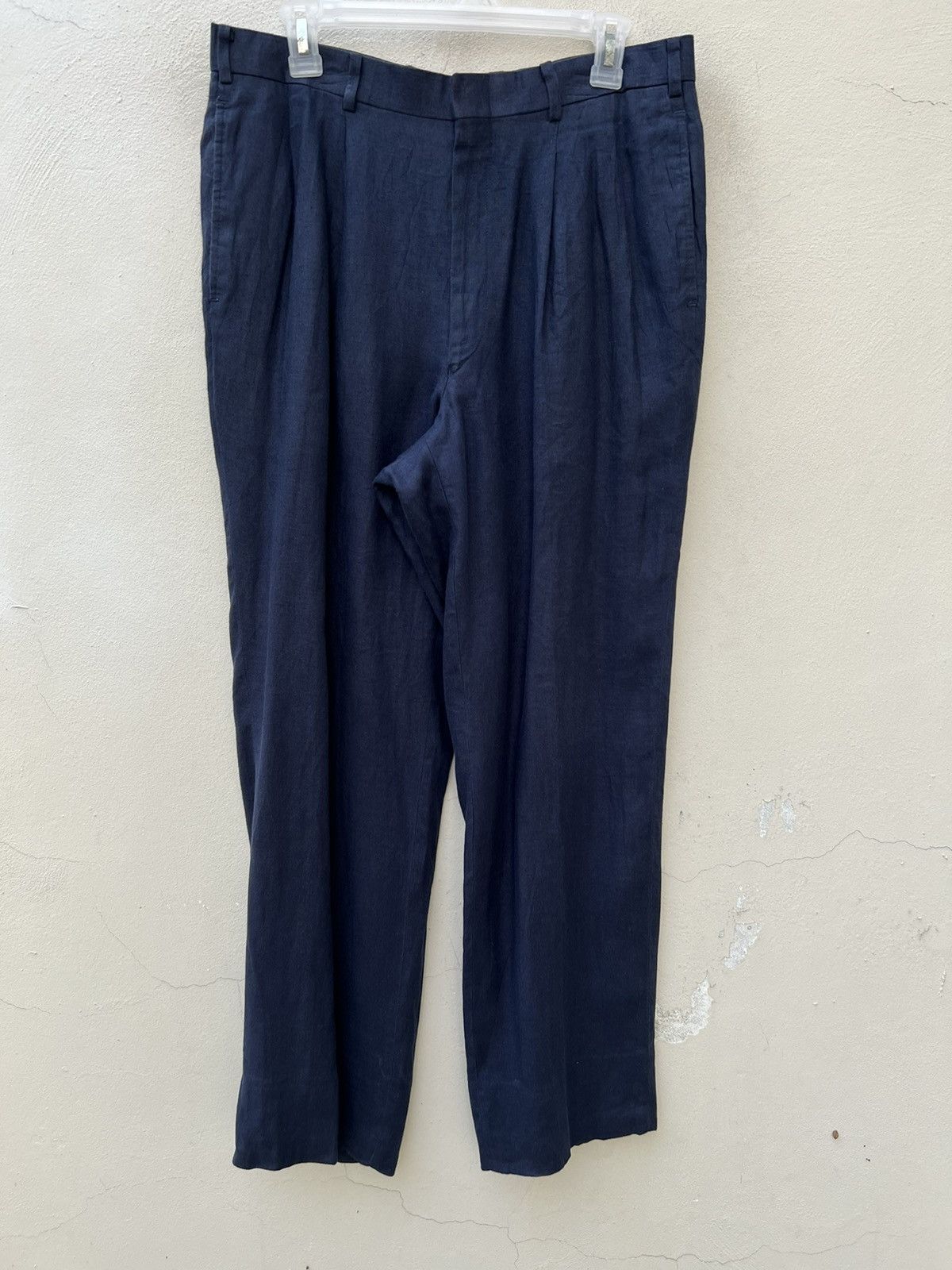 KEITAMARUYAMA Vintage 90s Keita Maruyama New Yorker Navy Linen Trouser Size US 32 / EU 48 - 6 Thumbnail