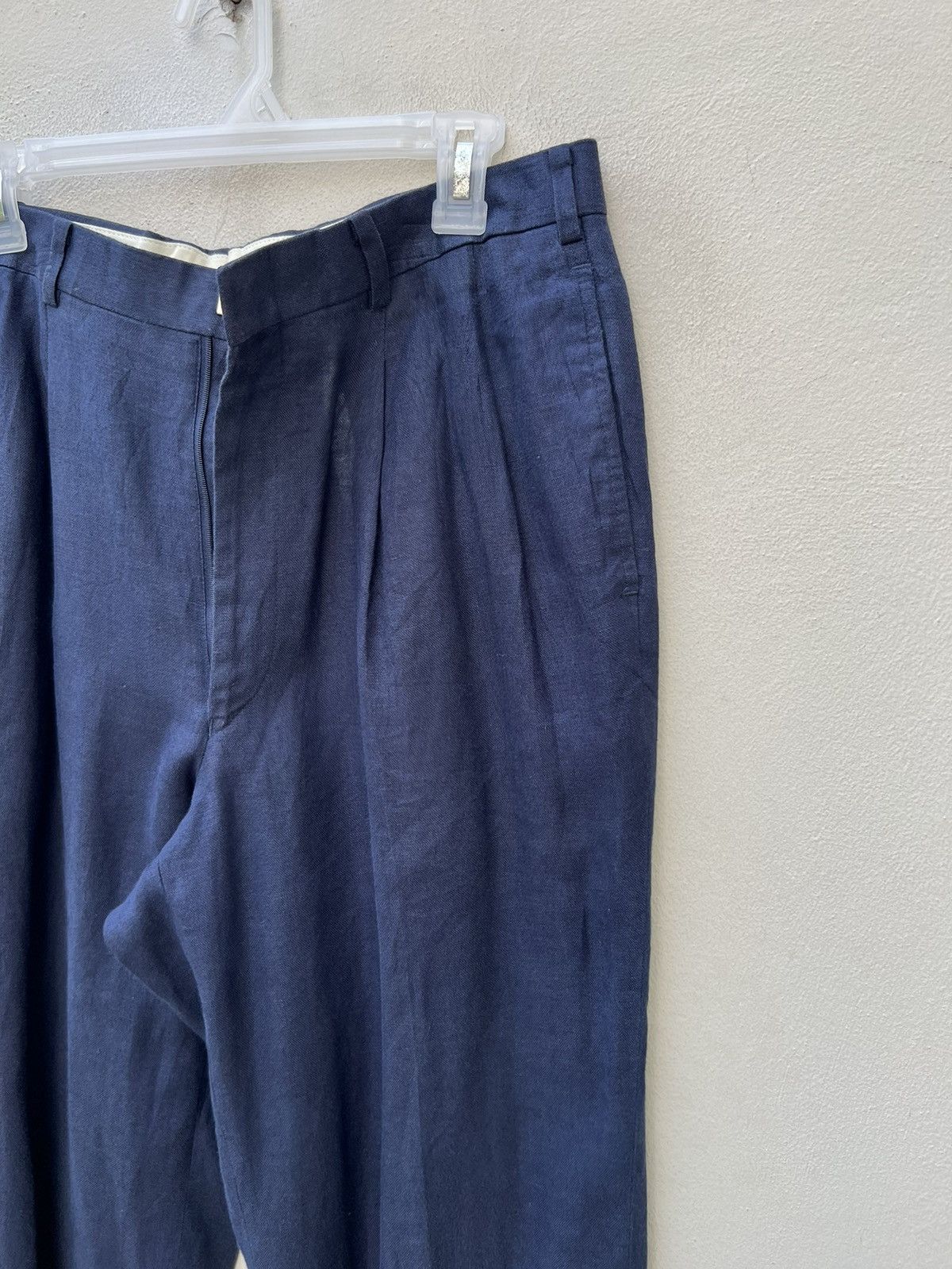 KEITAMARUYAMA Vintage 90s Keita Maruyama New Yorker Navy Linen Trouser Size US 32 / EU 48 - 11 Thumbnail