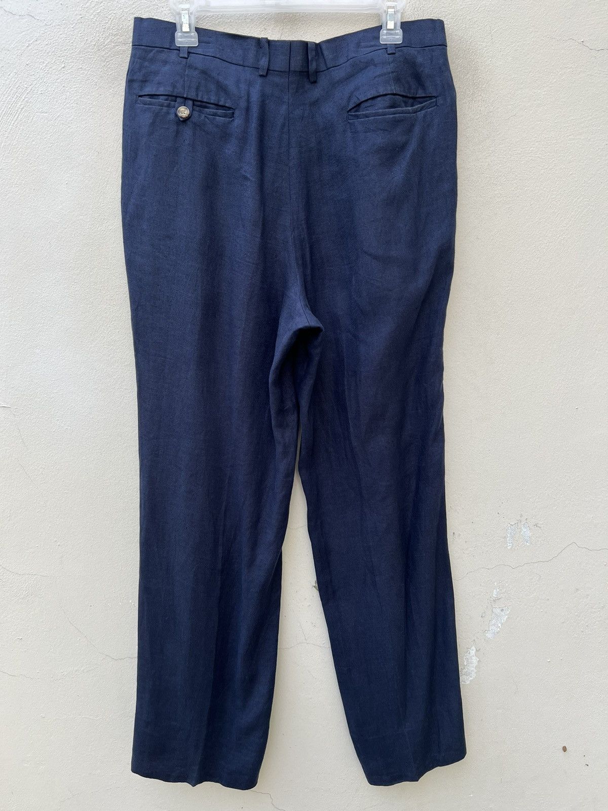 KEITAMARUYAMA Vintage 90s Keita Maruyama New Yorker Navy Linen Trouser Size US 32 / EU 48 - 13 Thumbnail
