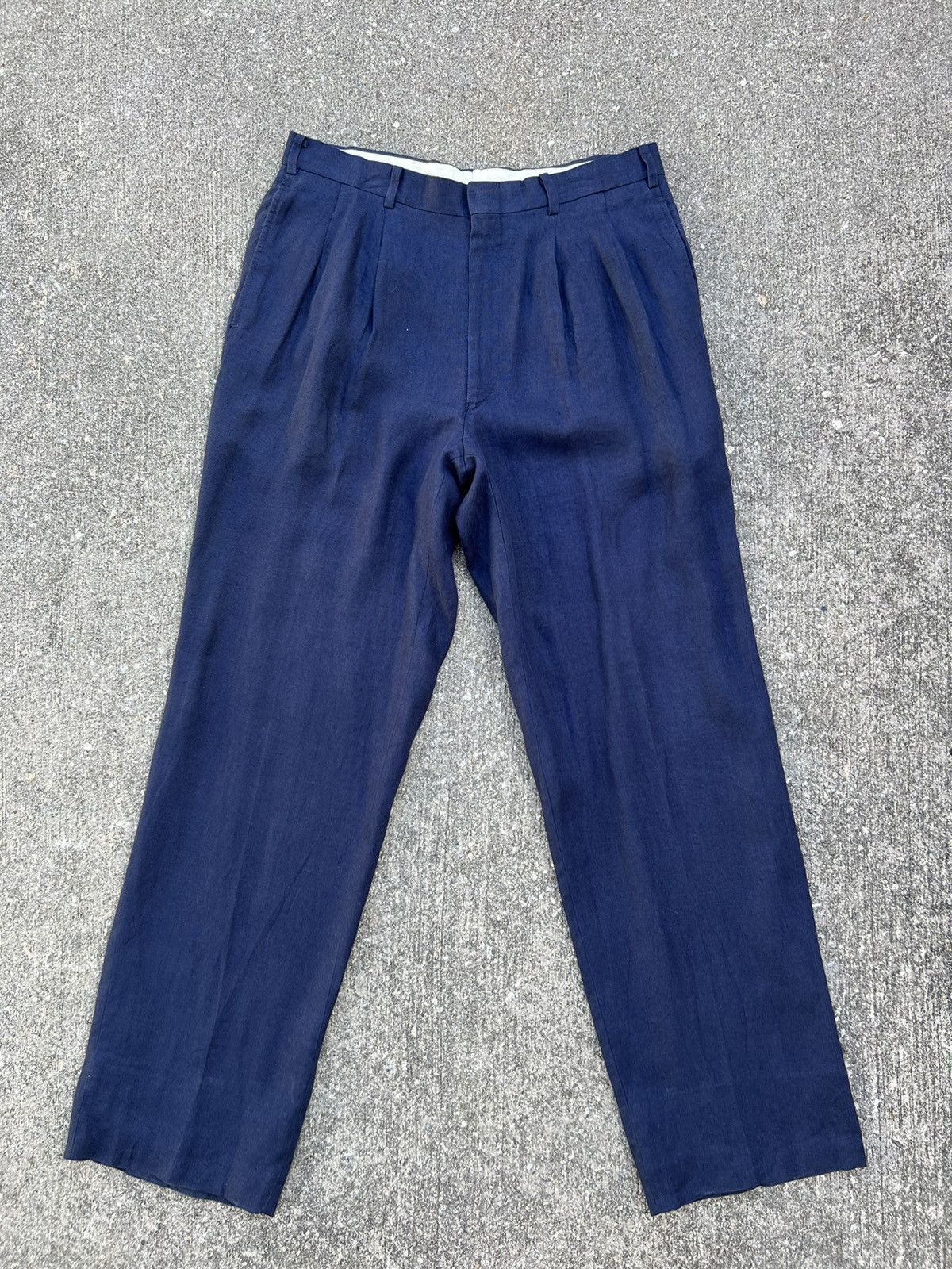 KEITAMARUYAMA Vintage 90s Keita Maruyama New Yorker Navy Linen Trouser Size US 32 / EU 48 - 1 Thumbnail