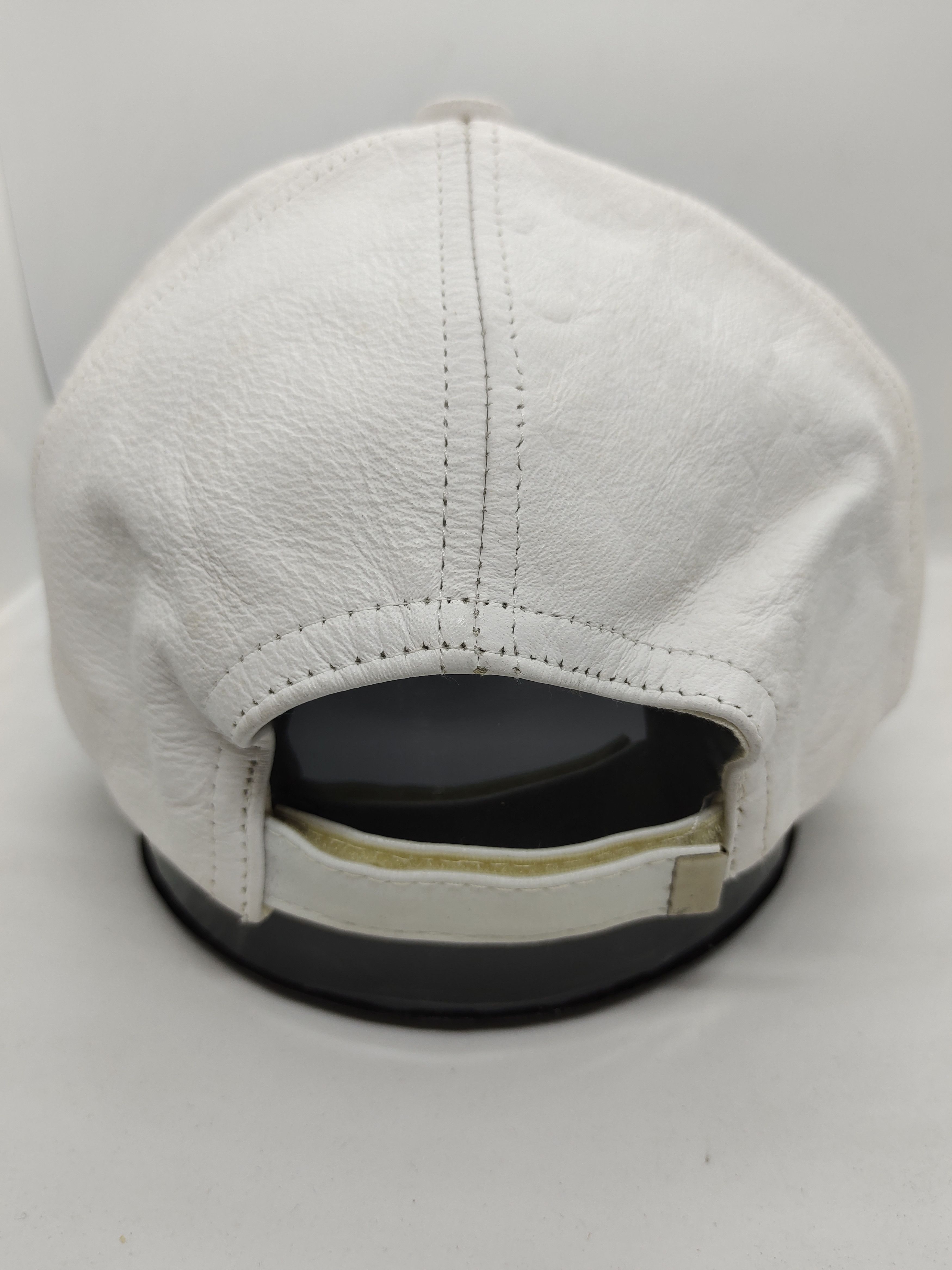 Genuine Leather Vintage Leather White Cap Hat Made In Usa With Signature Size ONE SIZE - 5 Thumbnail