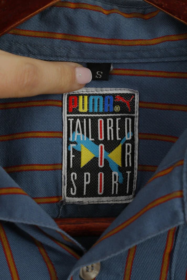 Puma Puma Men S Casual Shirt Blue Striped Vintage Sport 90s 6433 Size US S / EU 44-46 / 1 - 5 Thumbnail