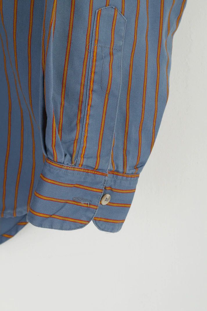 Puma Puma Men S Casual Shirt Blue Striped Vintage Sport 90s 6433 Size US S / EU 44-46 / 1 - 4 Thumbnail