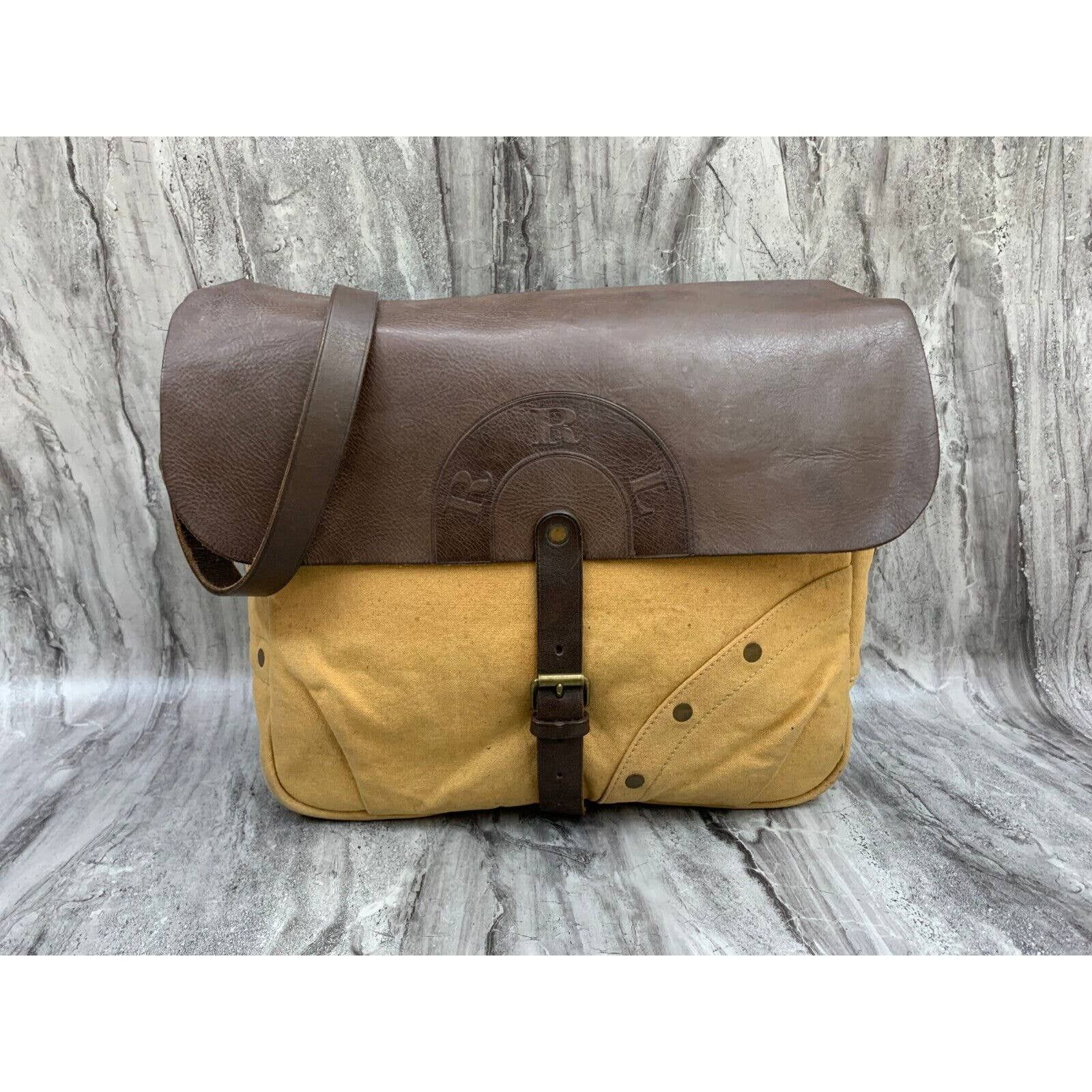 Double RL Canvas Leather Mail Office Work Messenger bag