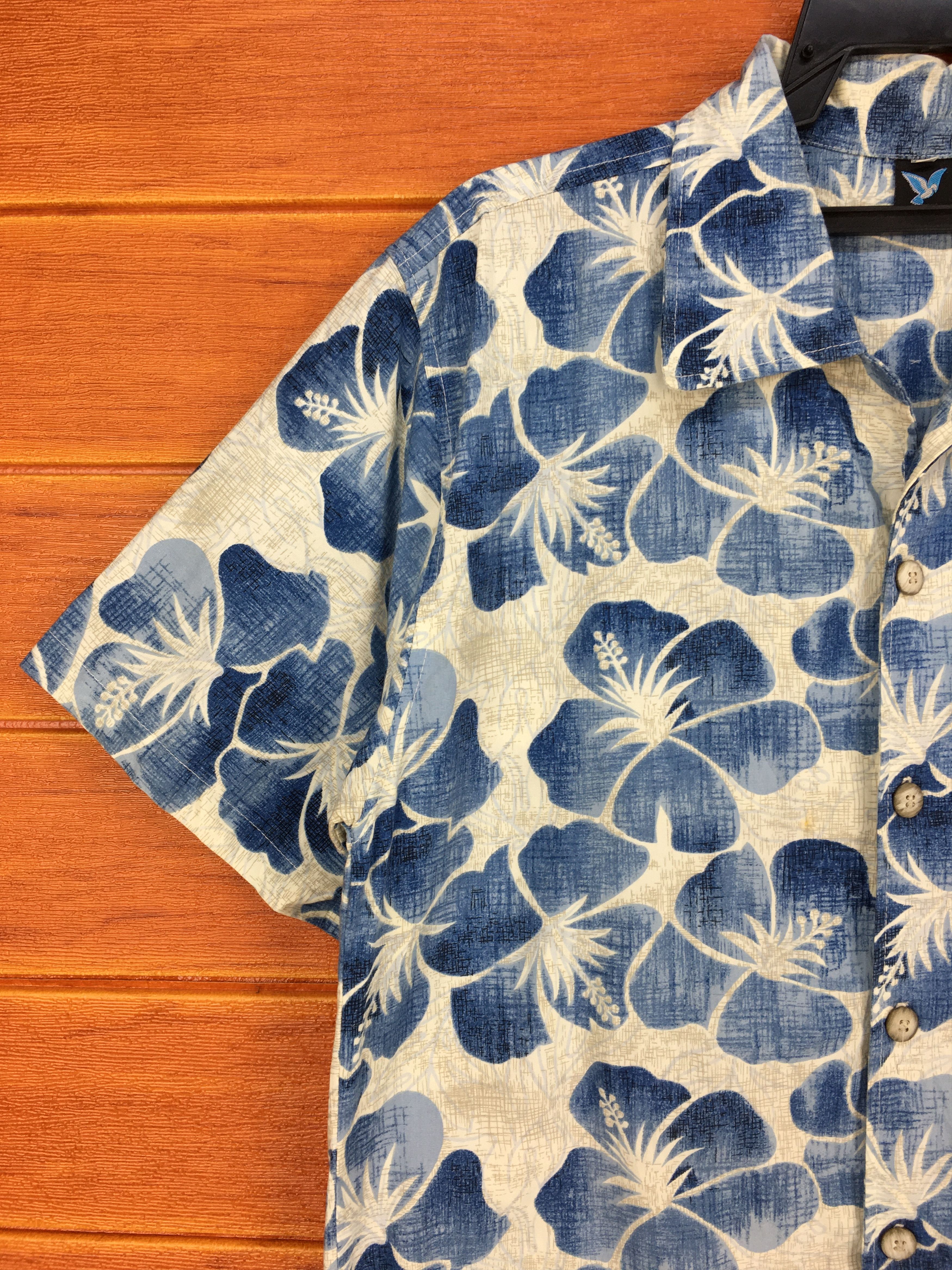 Vintage Japanese Hawaiian BLUE DOVE Hibiscus Floral Shirt Size US M / EU 48-50 / 2 - 2 Thumbnail