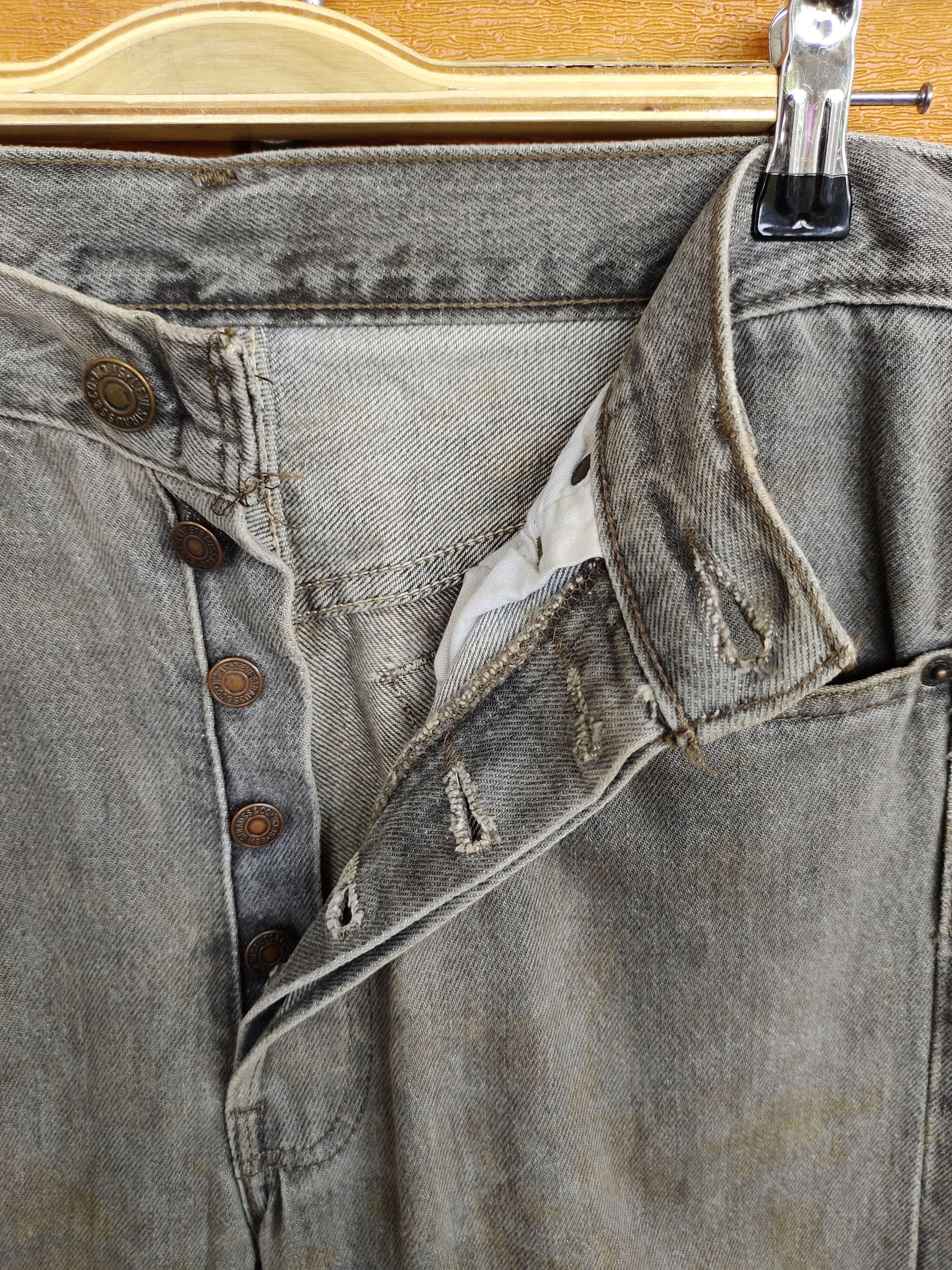 Levi's Vintage 1993 LEVIS 501 USA Black Faded Denim Jeans Size US 31 - 17 Thumbnail