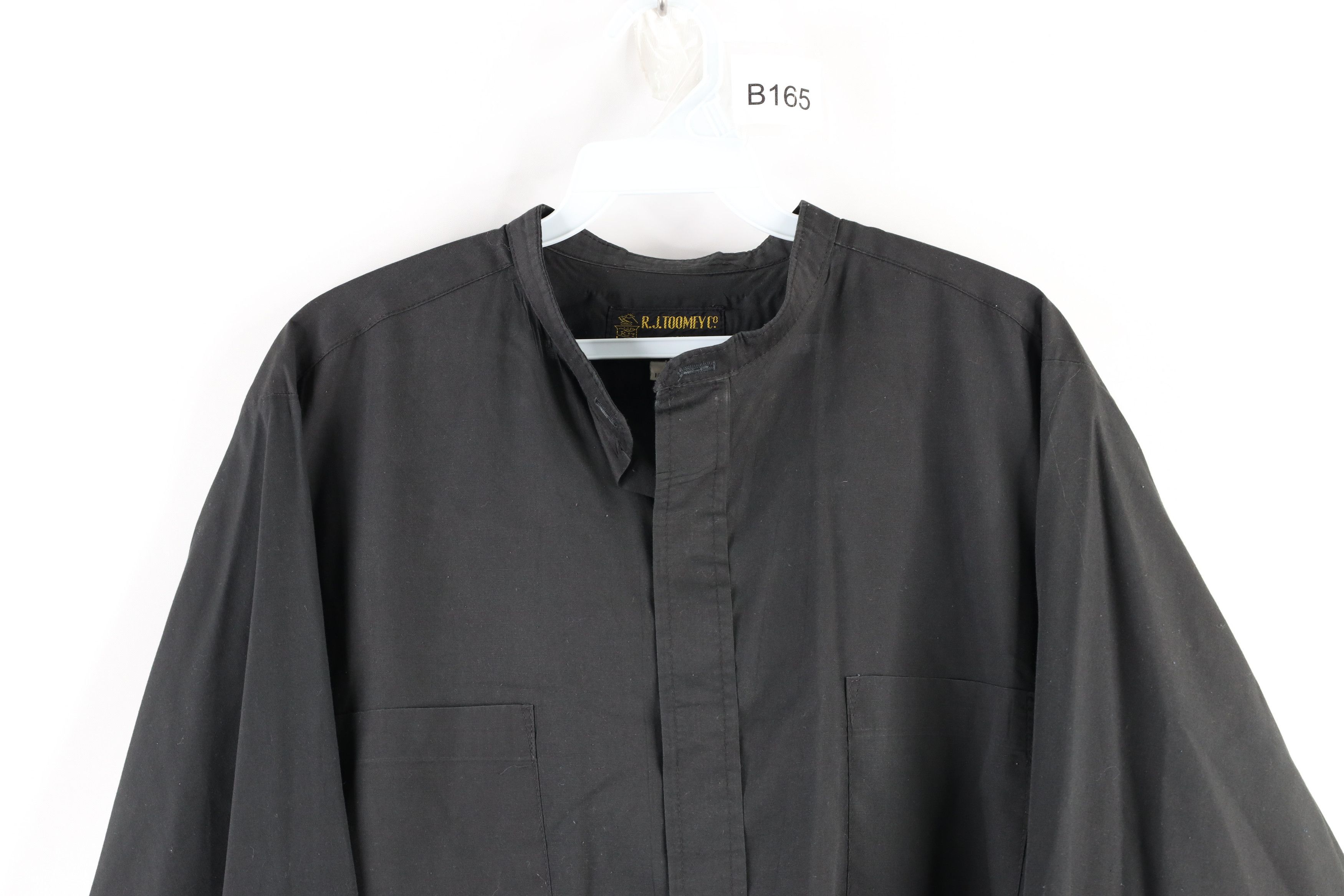 Vintage Vintage 90s Streetwear Banded Collar Button Shirt Black USA Size US L / EU 52-54 / 3 - 2 Preview