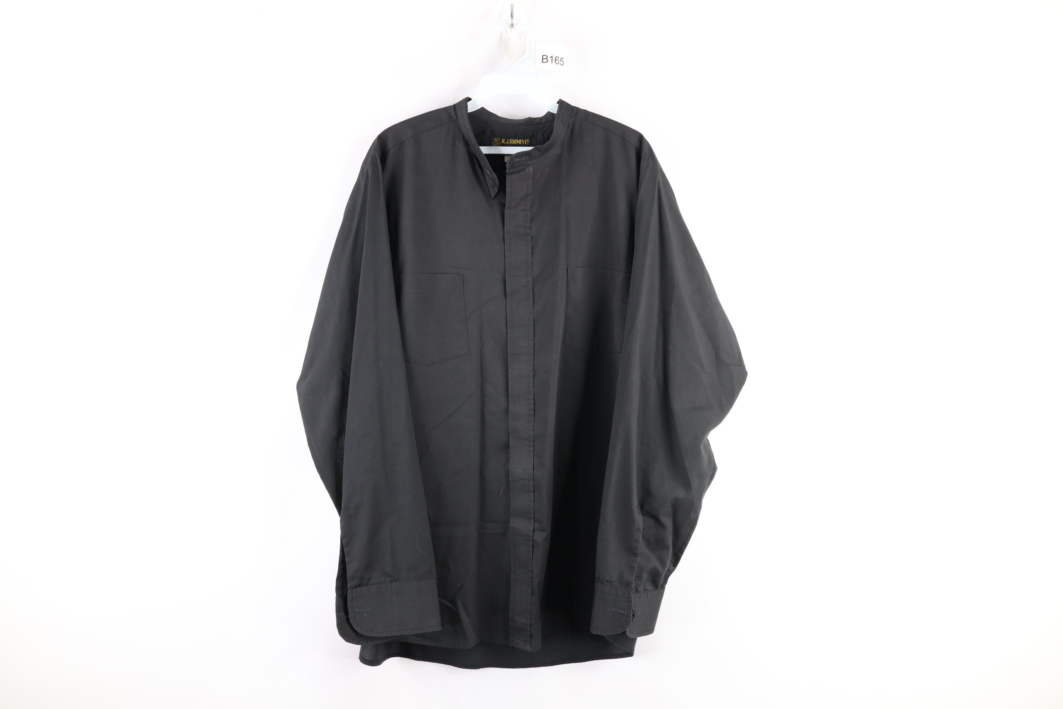 Vintage Vintage 90s Streetwear Banded Collar Button Shirt Black USA Size US L / EU 52-54 / 3 - 1 Preview