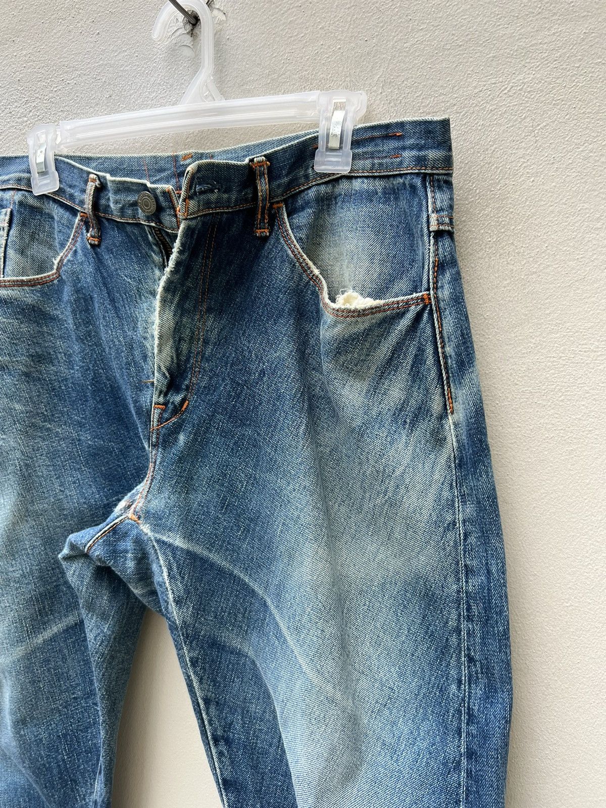 Hiroshi Kato Vintage KATO Japan Fade Blue Denim Selvedge Trashed Jeans Size US 34 / EU 50 - 13 Thumbnail