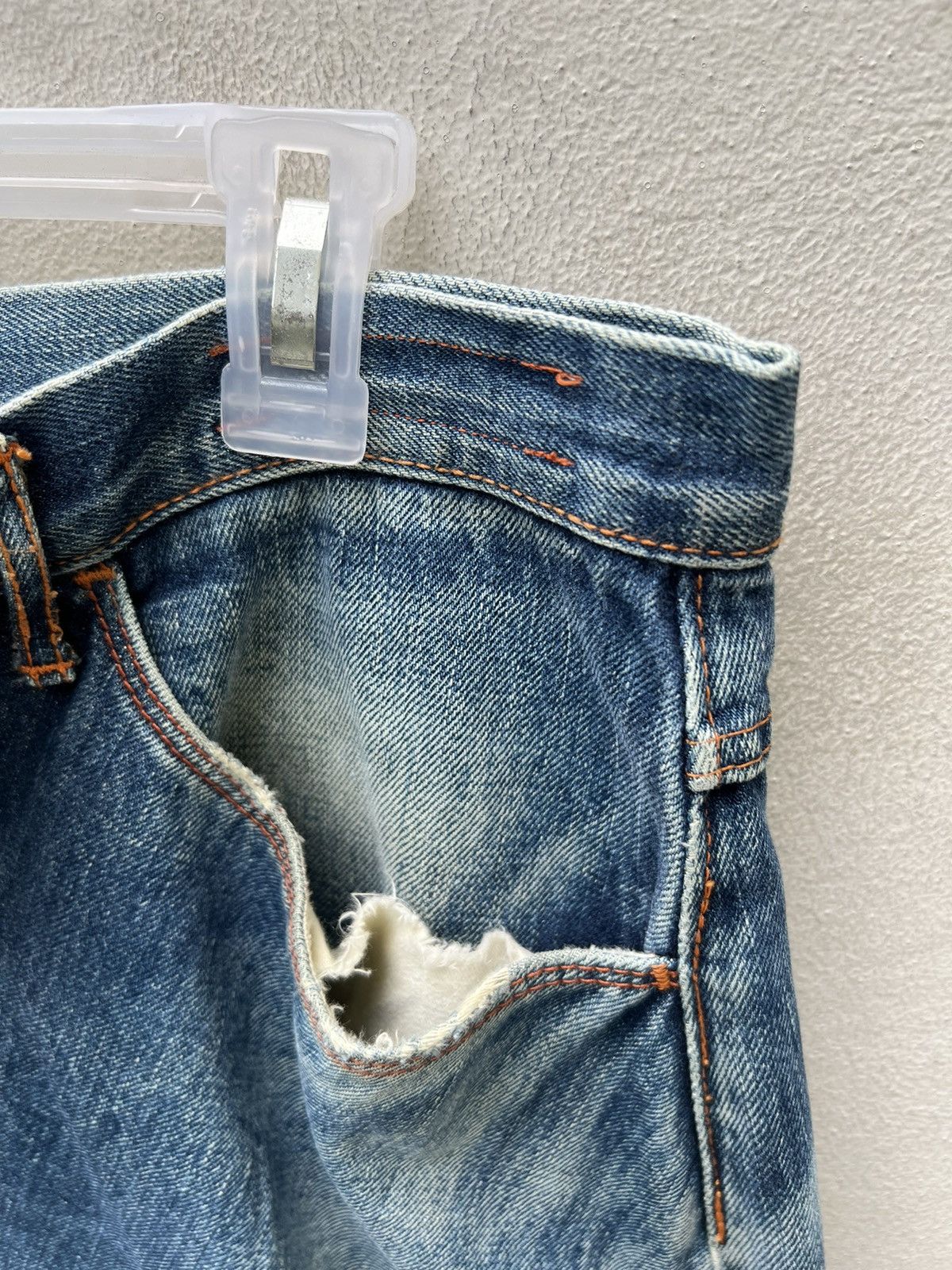 Hiroshi Kato Vintage KATO Japan Fade Blue Denim Selvedge Trashed Jeans Size US 34 / EU 50 - 15 Thumbnail
