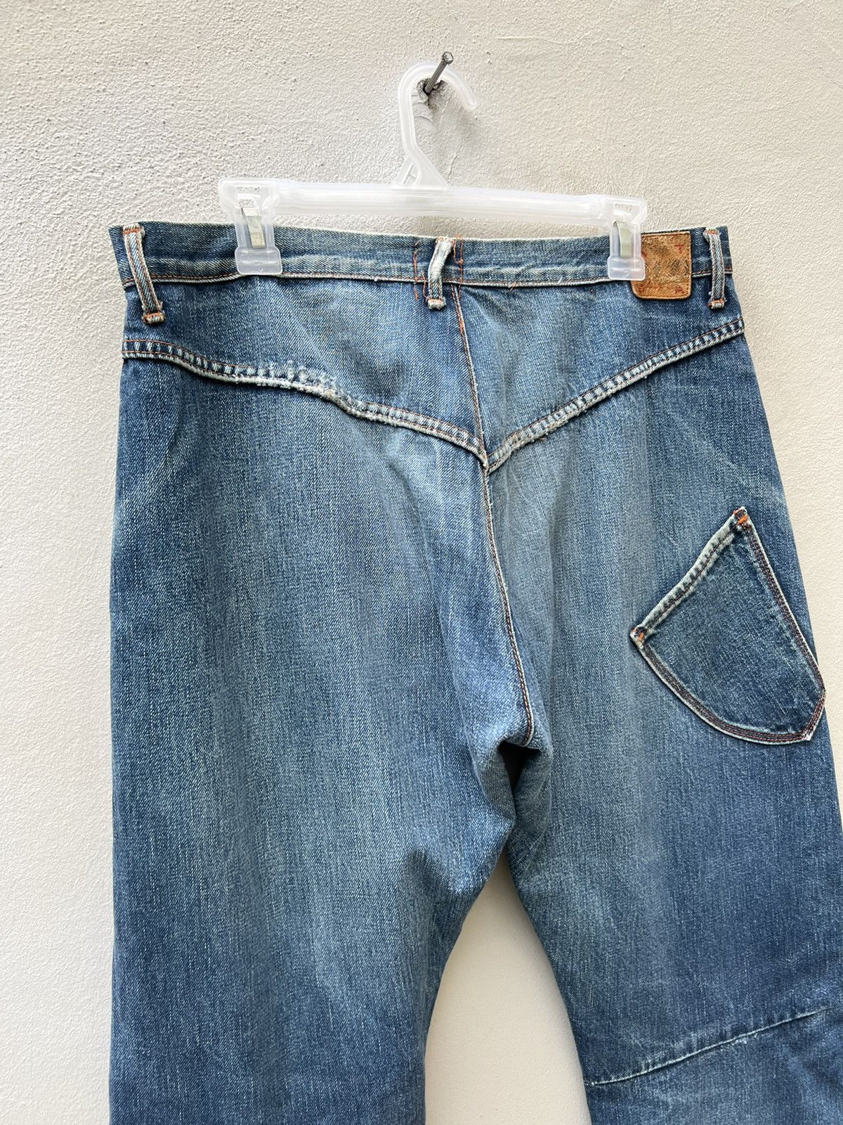 Hiroshi Kato Vintage KATO Japan Fade Blue Denim Selvedge Trashed Jeans Size US 34 / EU 50 - 20 Thumbnail
