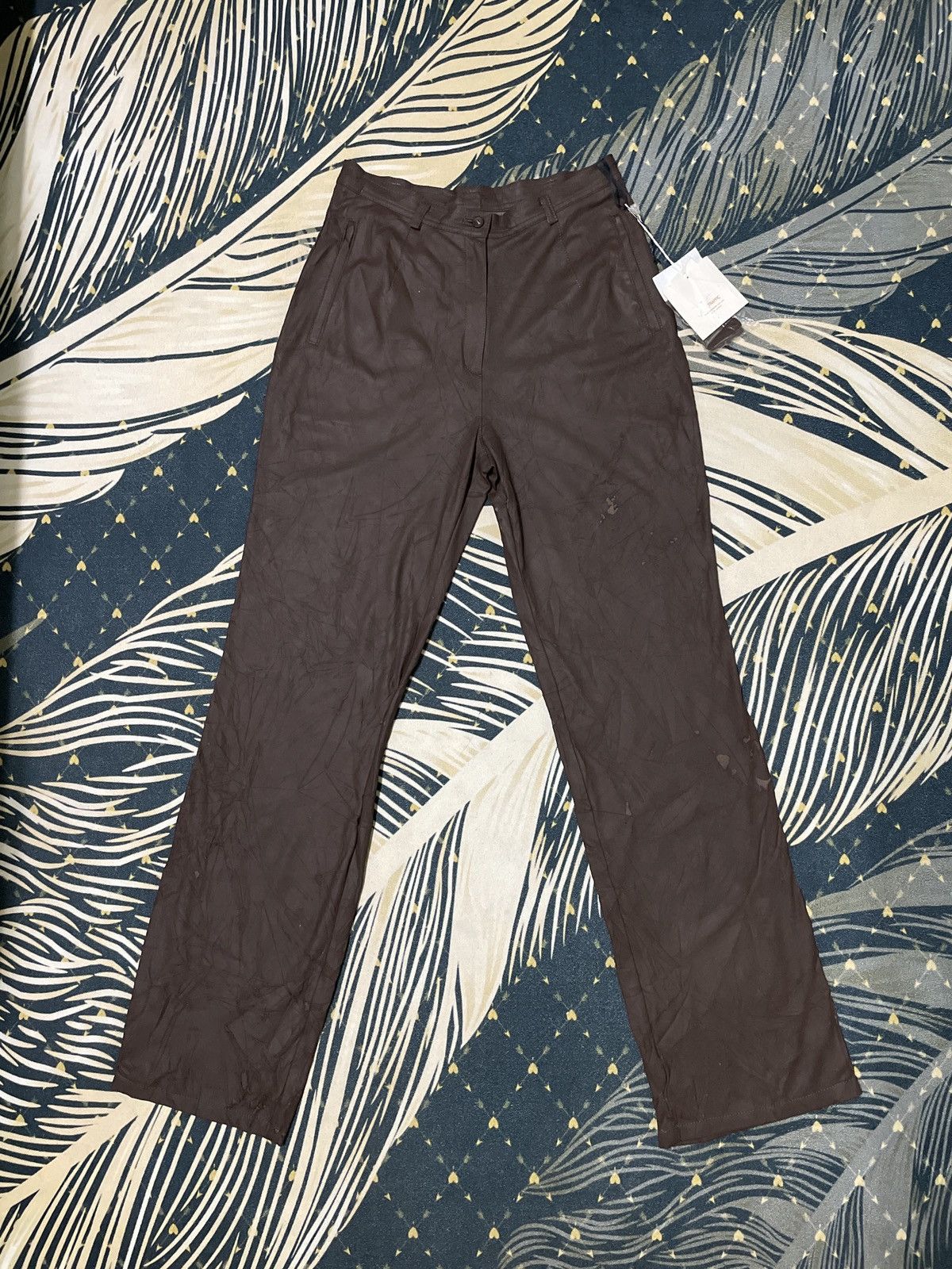 Designer × Japanese Brand × Vintage Vintage semi leather pants Size US 38 / EU 54 - 1 Thumbnail