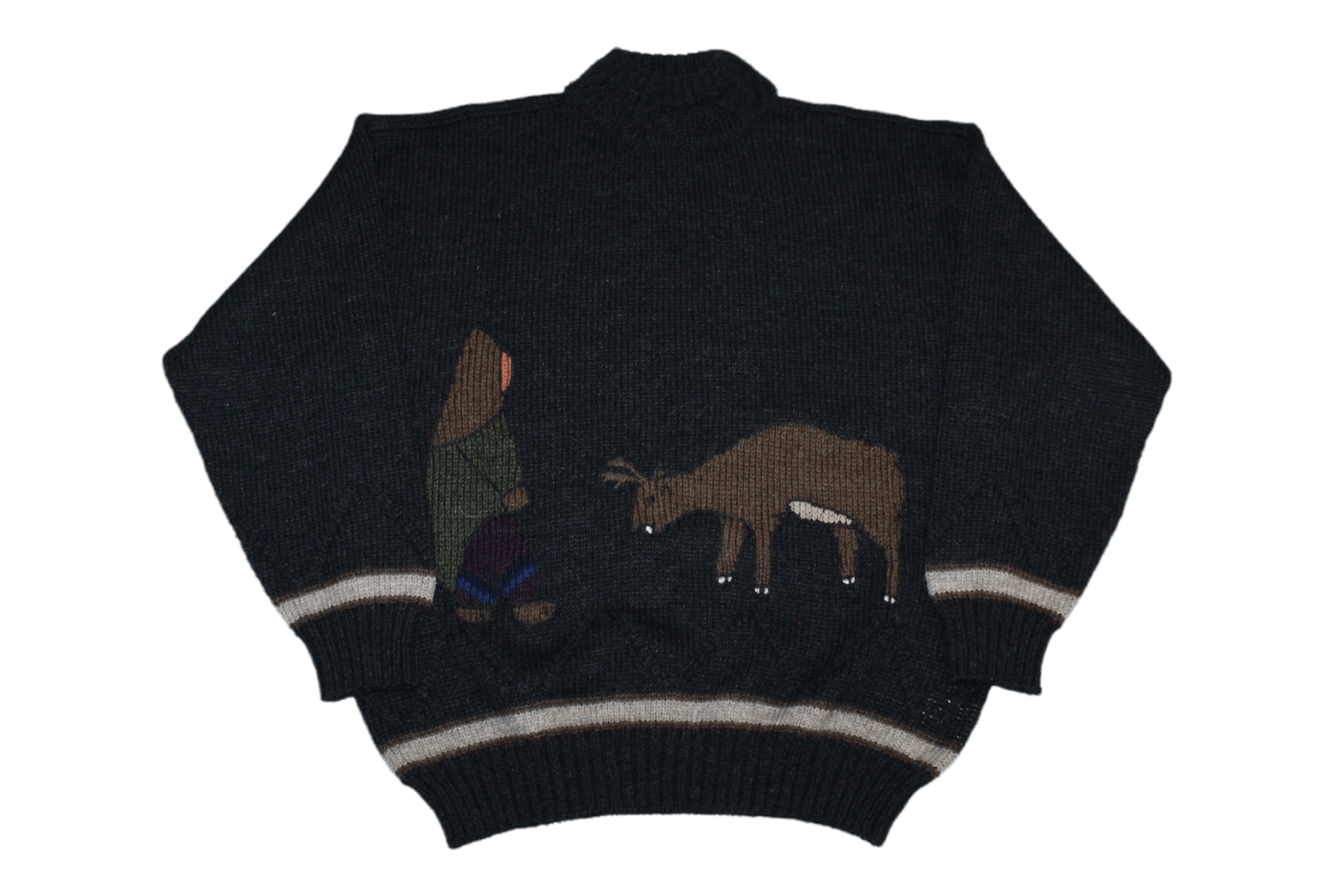 image of Jean Charles De Castelbajac Jc De Castelbajac Wool Alpaca Knit Roll Neck Sweater in Black Grey (Siz