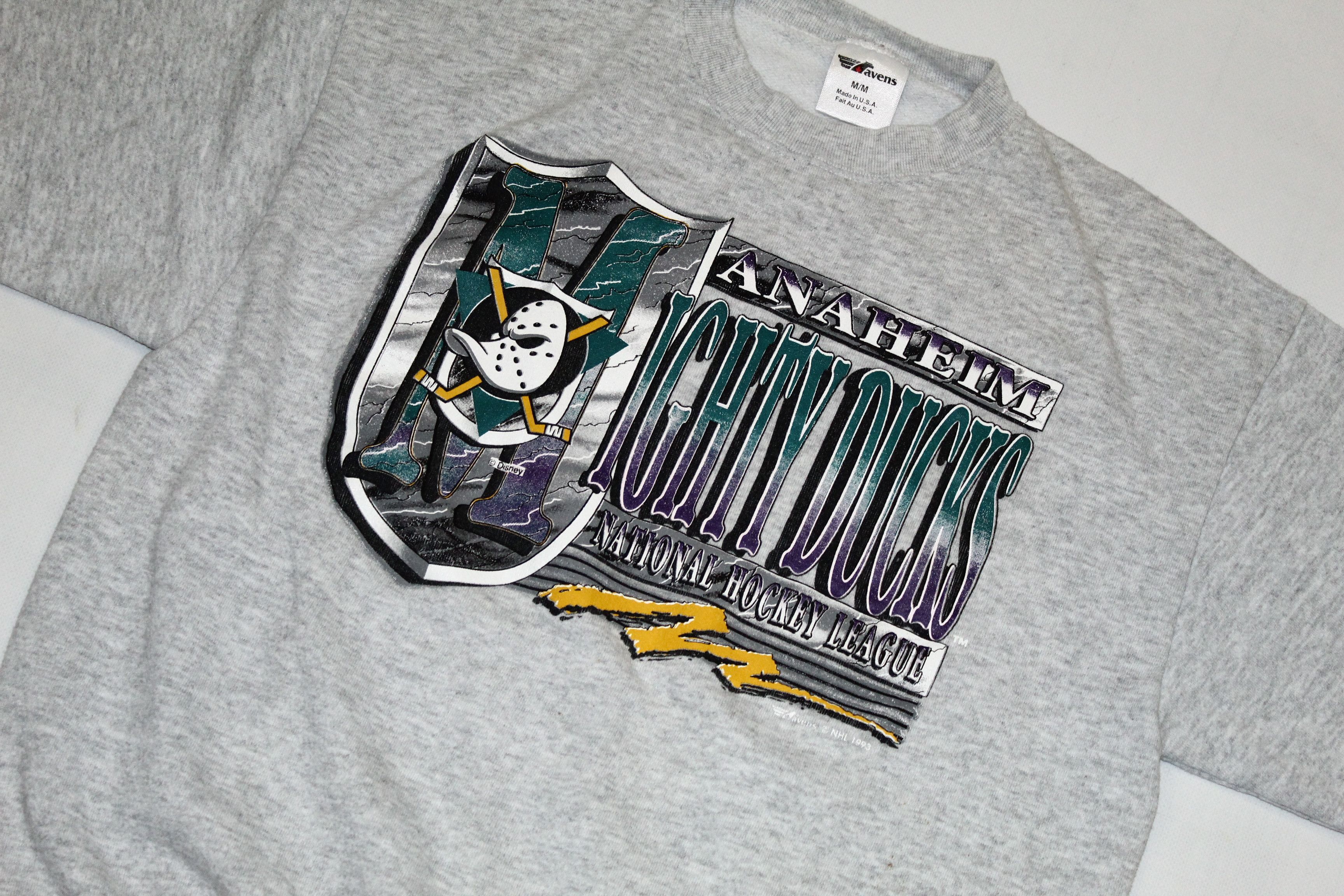 NHL RARE! 1993 The Mighty Ducks Big Logo Melange Gray Sweats Size US M / EU 48-50 / 2 - 2 Thumbnail