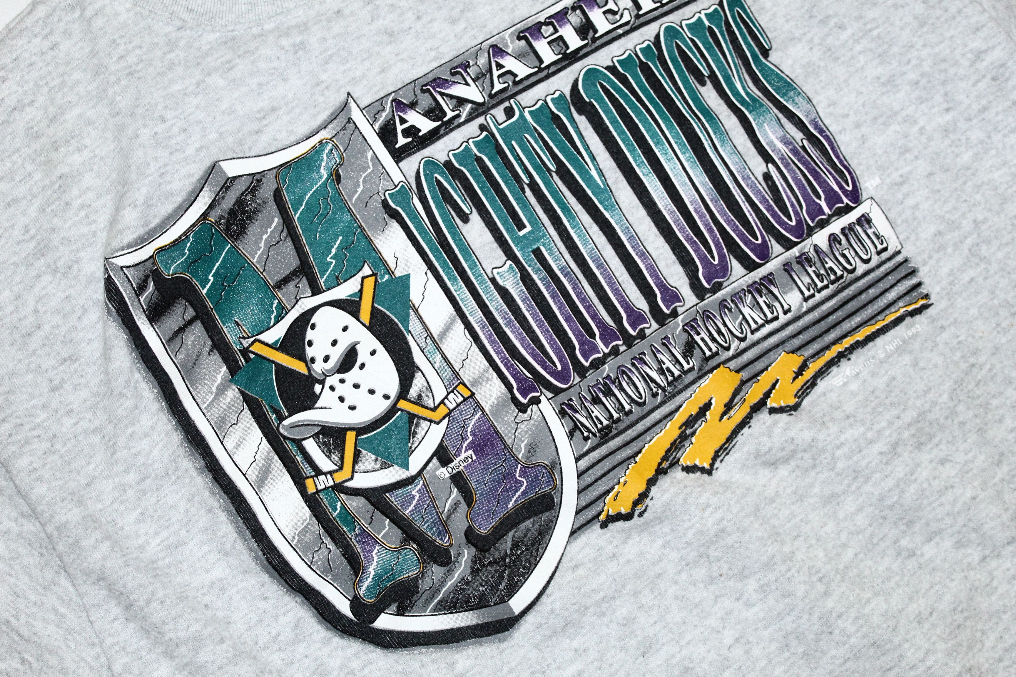 NHL RARE! 1993 The Mighty Ducks Big Logo Melange Gray Sweats Size US M / EU 48-50 / 2 - 6 Thumbnail