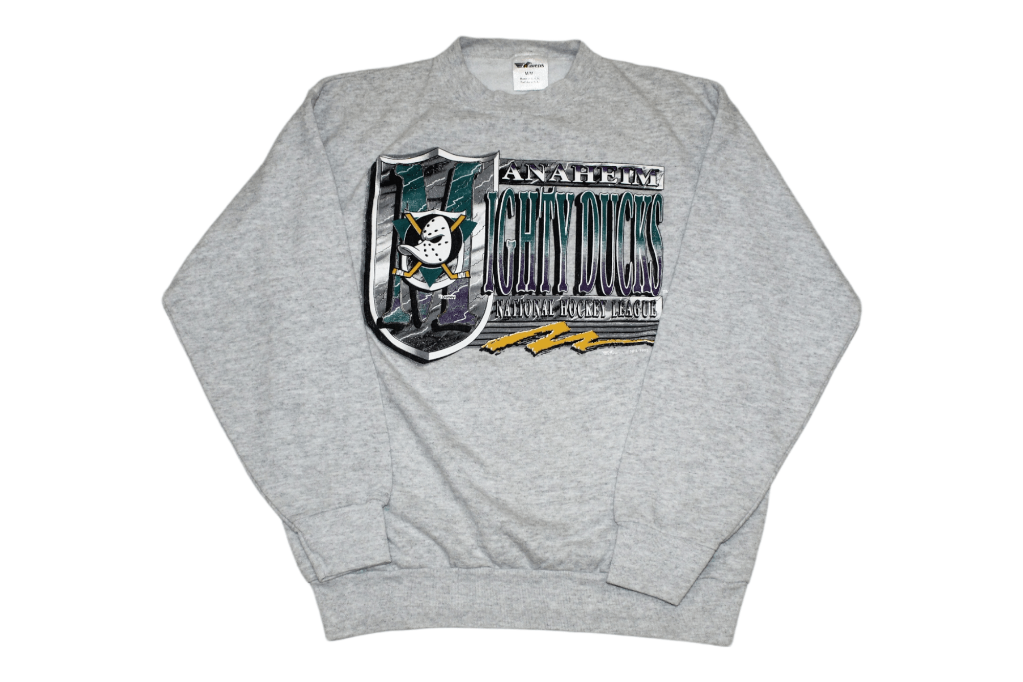 NHL RARE! 1993 The Mighty Ducks Big Logo Melange Gray Sweats Size US M / EU 48-50 / 2 - 1 Thumbnail