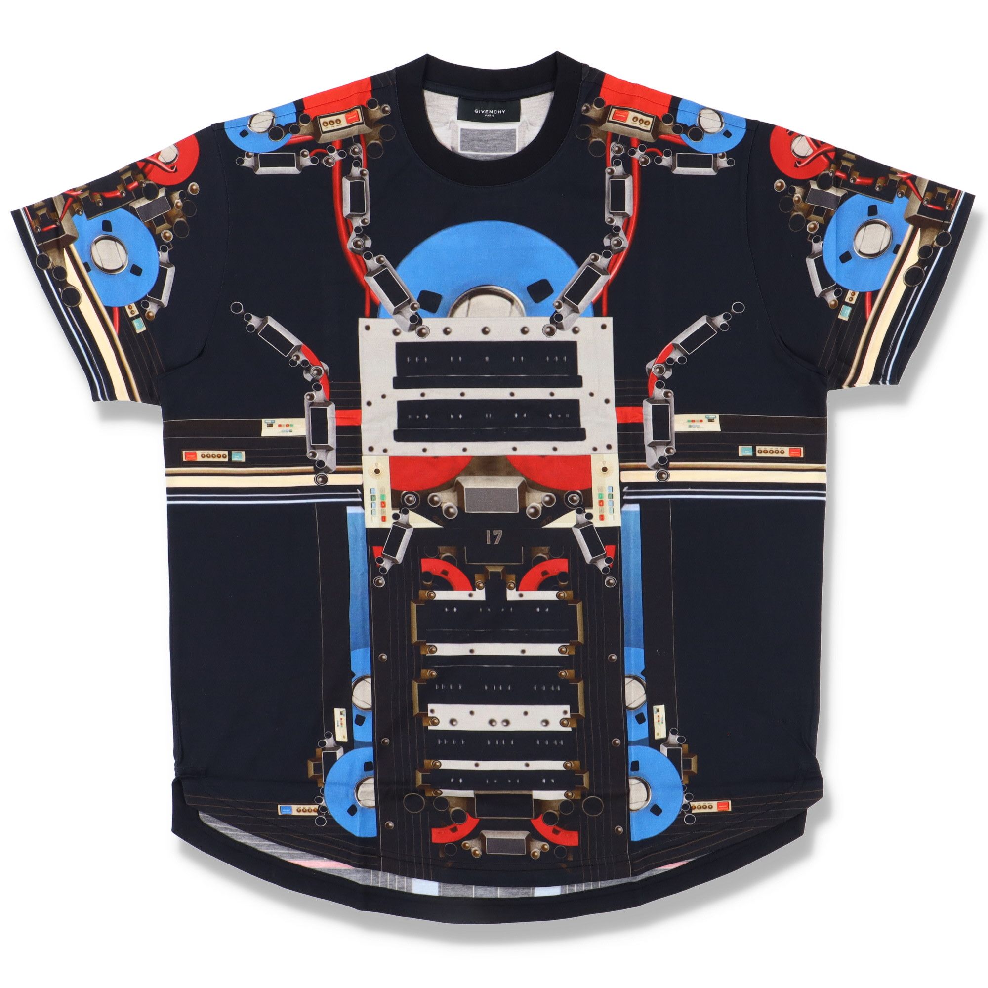 Image of Givenchy Black Robot Print Oversized Runway T-Shirt, Men's (Size XS)