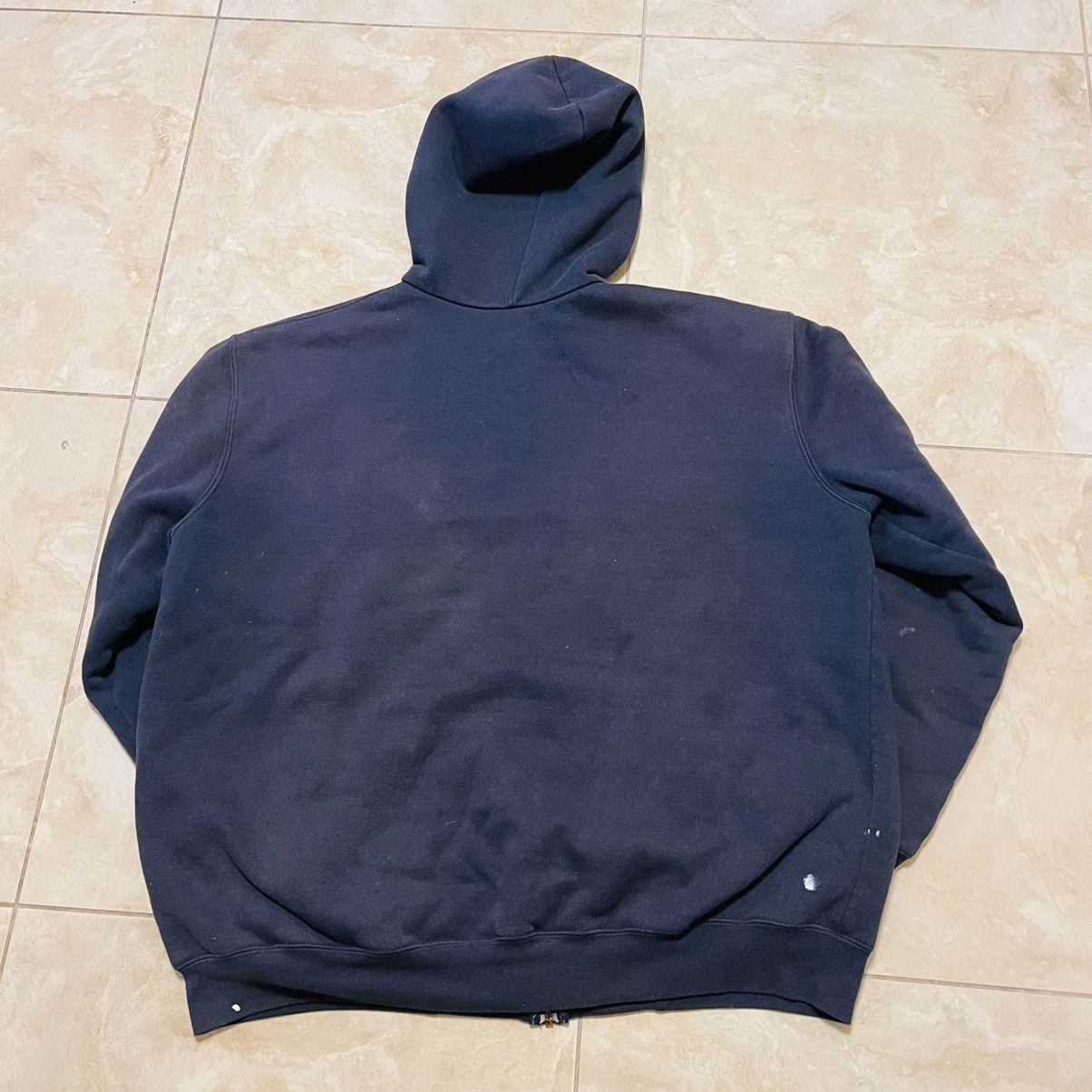 Carhartt × Vintage VINTAGE CARHARTT NAVY PAINT STAIN HOODIE! Size US XL / EU 56 / 4 - 3 Thumbnail