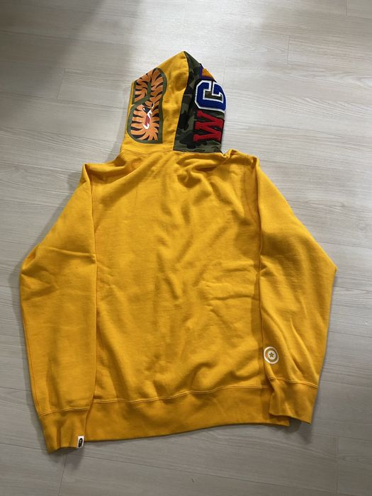 Bape XL Bape orange camo shark full zip up hoodie Grailed