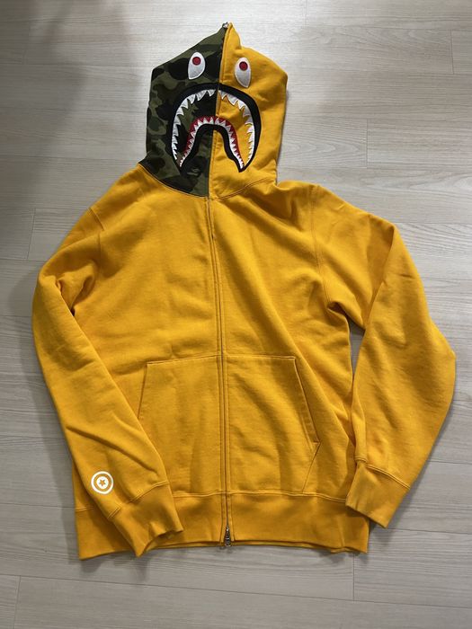 Bape XL Bape orange camo shark full zip up hoodie Grailed