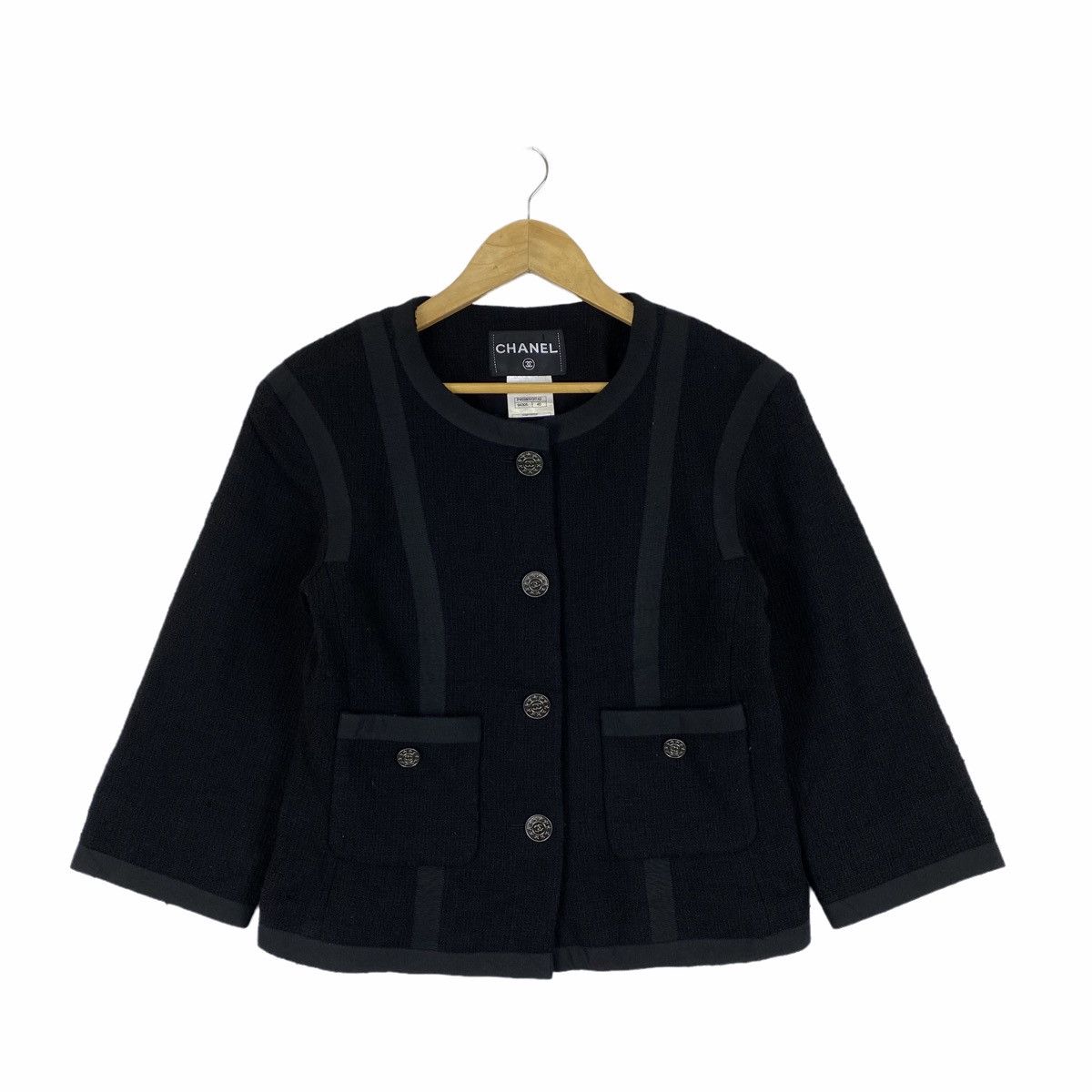CHANEL 2013 Spring Summer Black Tweed Coat Jacket