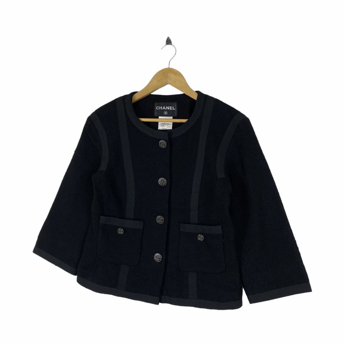 Chanel CHANEL 2013 Spring Summer Black Tweed Coat Jacket Size M / US 6-8 / IT 42-44 - 4 Thumbnail