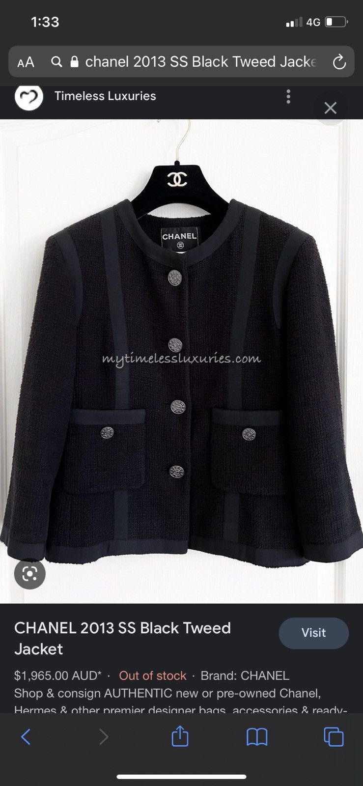 Chanel CHANEL 2013 Spring Summer Black Tweed Coat Jacket Size M / US 6-8 / IT 42-44 - 22 Thumbnail