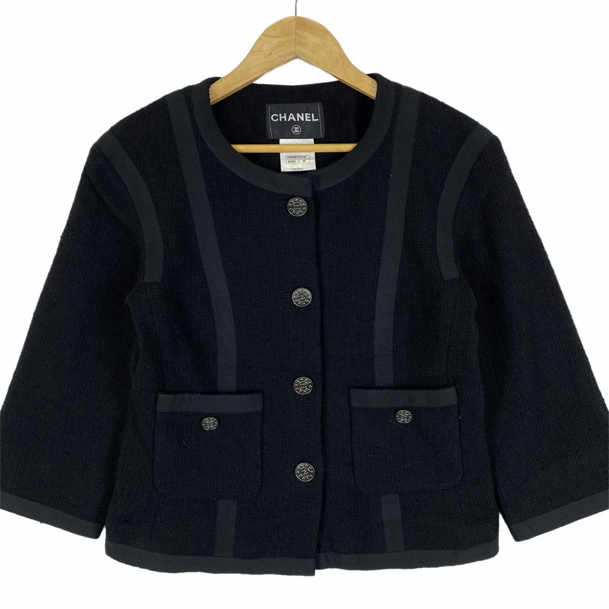 Chanel CHANEL 2013 Spring Summer Black Tweed Coat Jacket Size M / US 6-8 / IT 42-44 - 5 Thumbnail