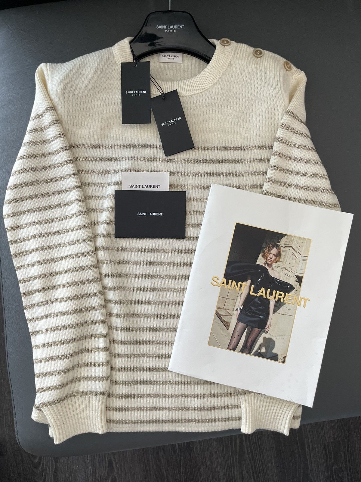 Saint Laurent Paris × Yves Saint Laurent Saint Laurent Brand New Super Runway Lurex Celebrity Sweater Size US L / EU 52-54 / 3 - 1 Thumbnail