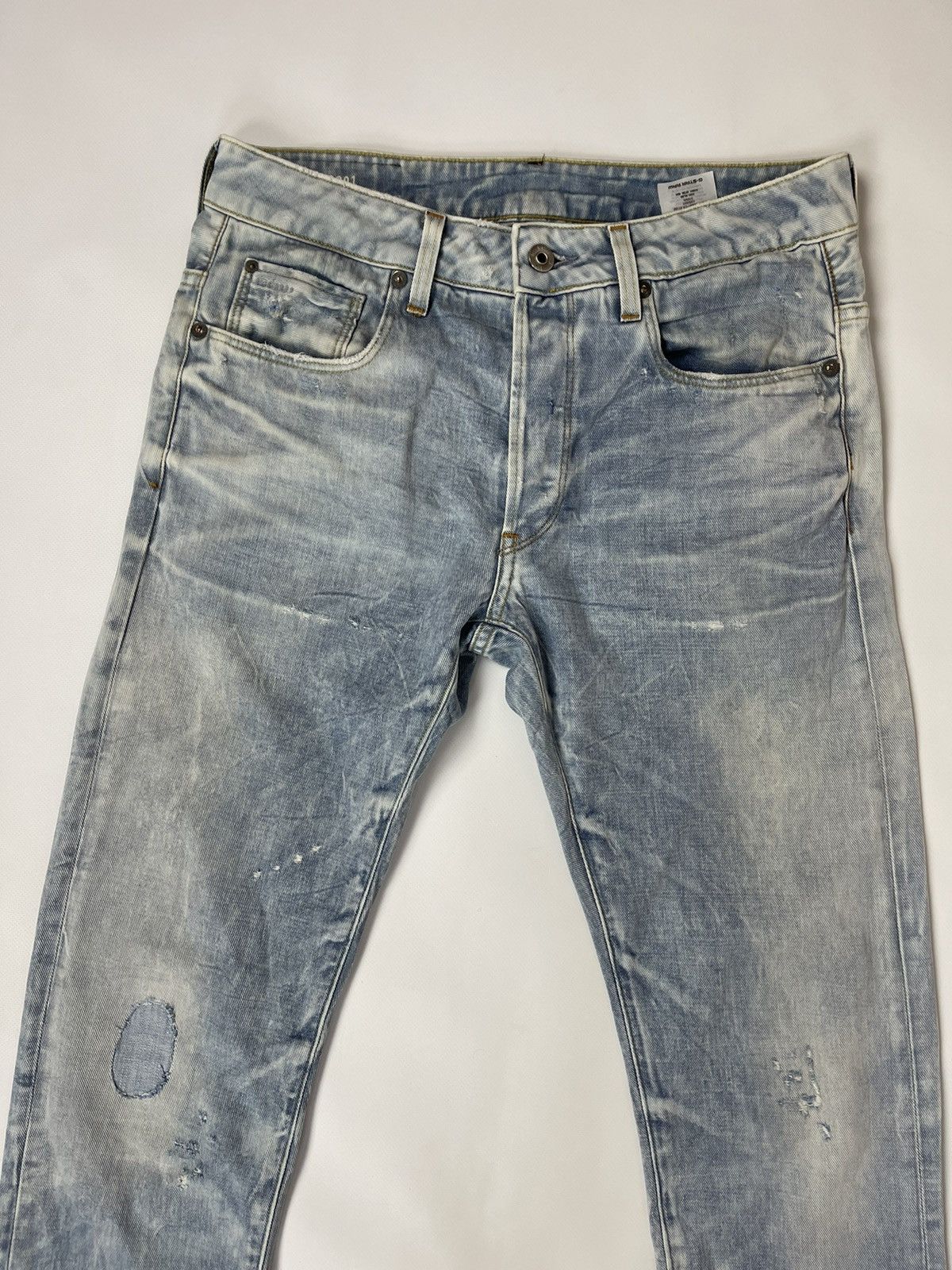 G-Star G-Star Raw 3301 Slim distressed faded denim jeans pants Size US 31 - 13 Thumbnail