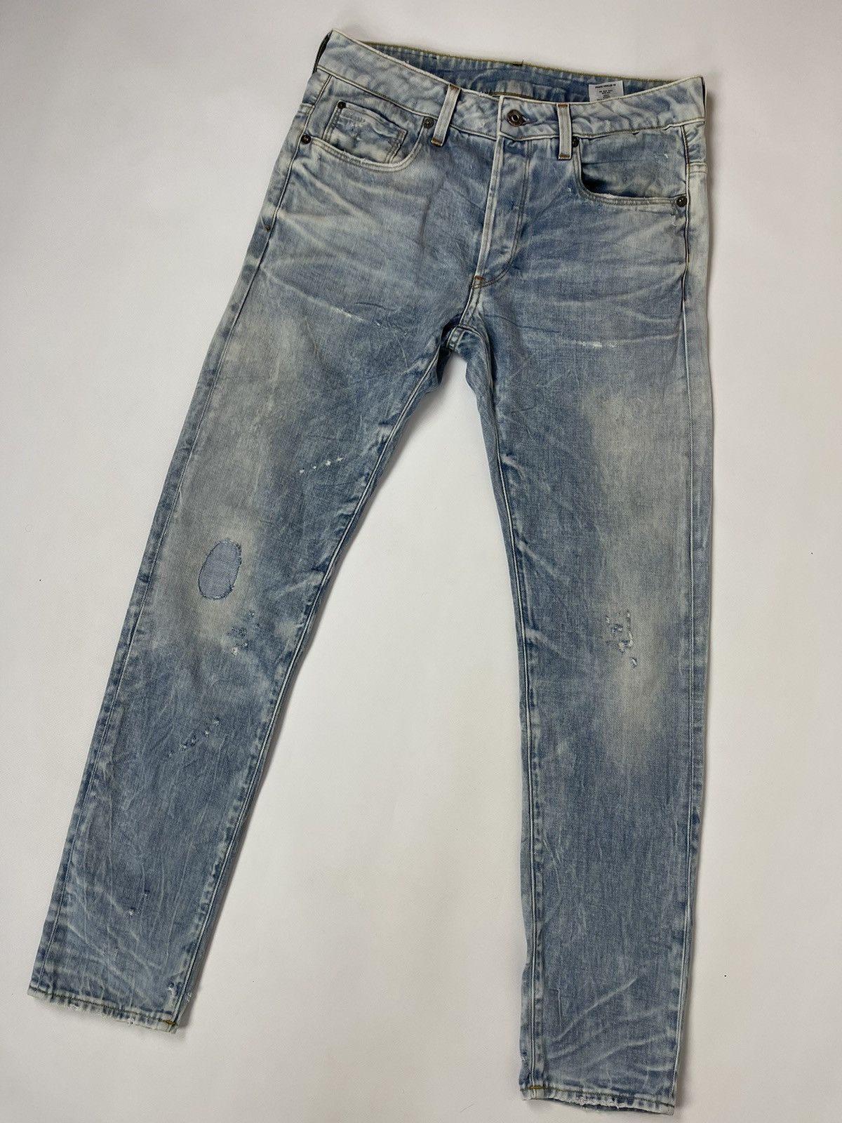 G-Star G-Star Raw 3301 Slim distressed faded denim jeans pants Size US 31 - 9 Thumbnail