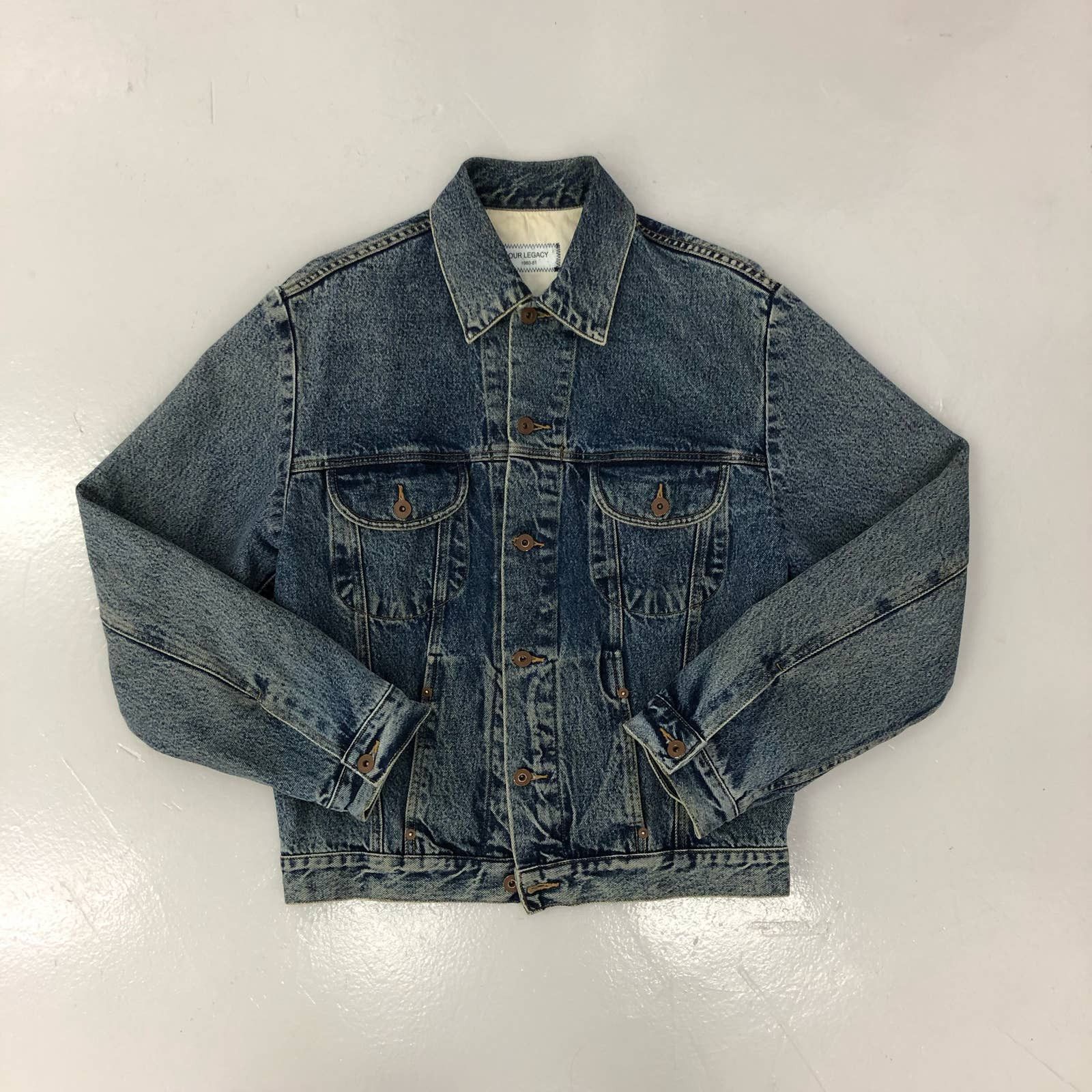 image of Our Legacy Trucker Denim Jacket in Blue, Men's (Size Medium)