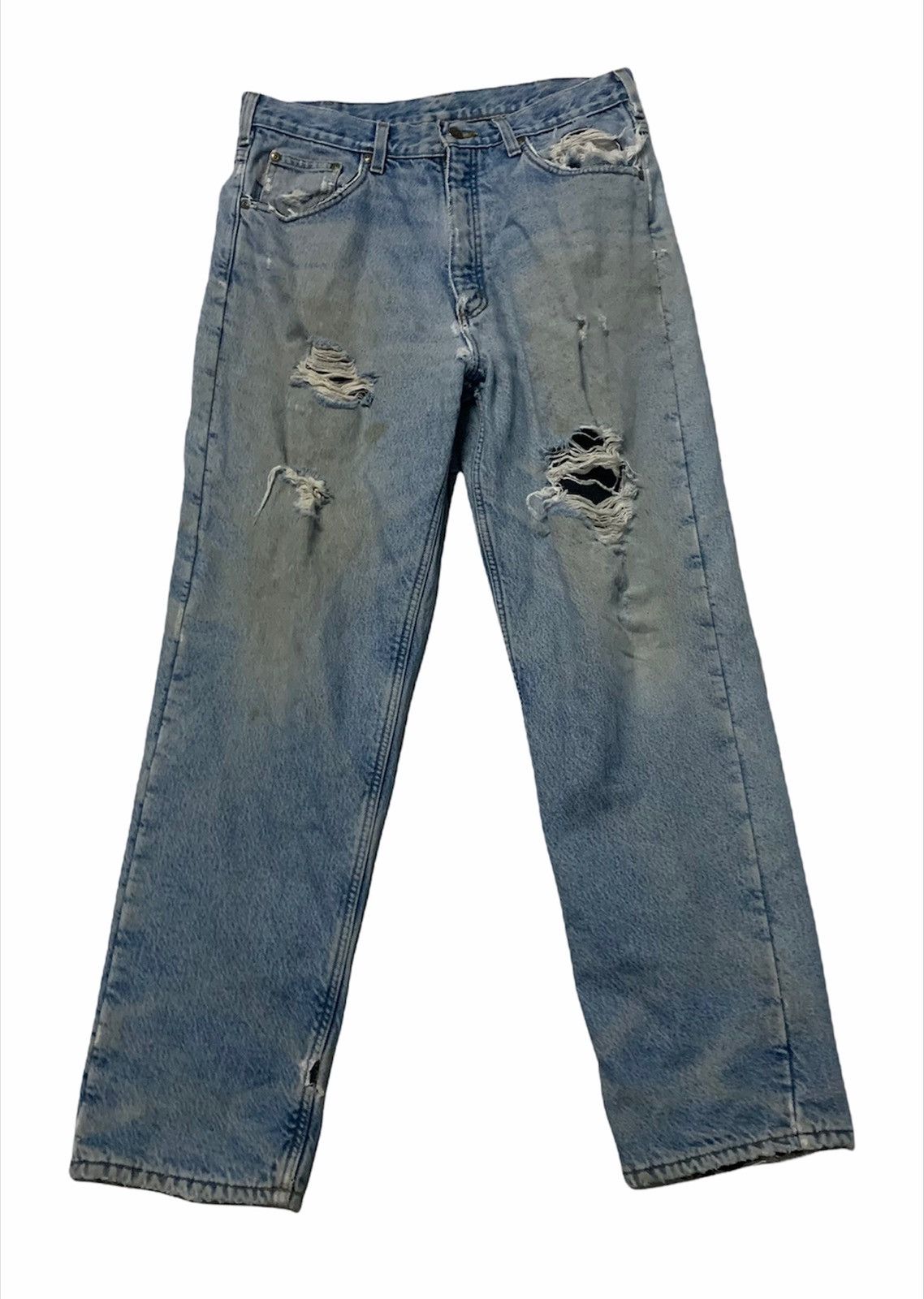 VINTAGE CARHARTT FLEECE WARM LINED RIPPED DENIM