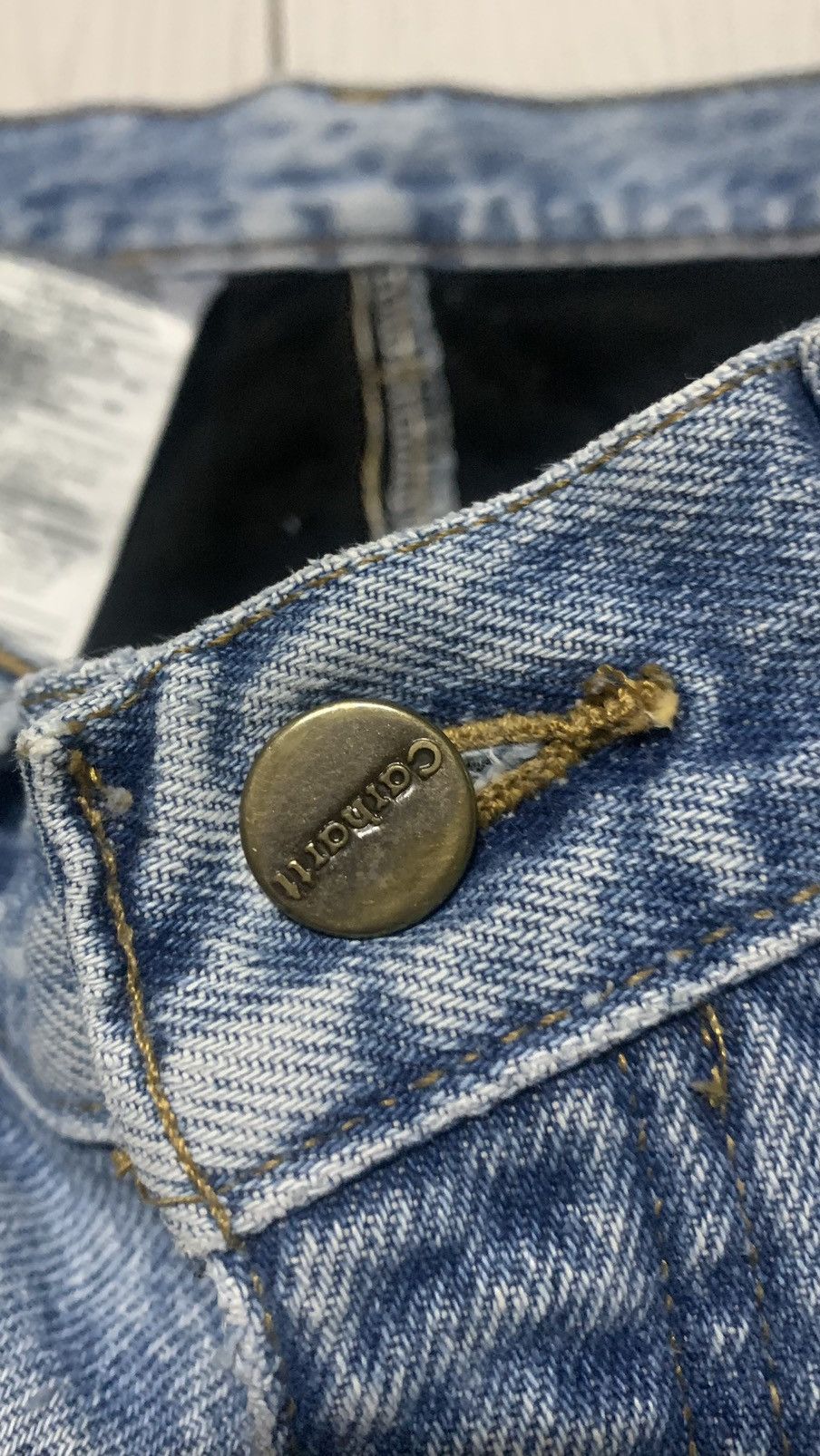 Carhartt × Vintage VINTAGE CARHARTT FLEECE WARM LINED RIPPED DENIM Size US 35 - 14 Thumbnail