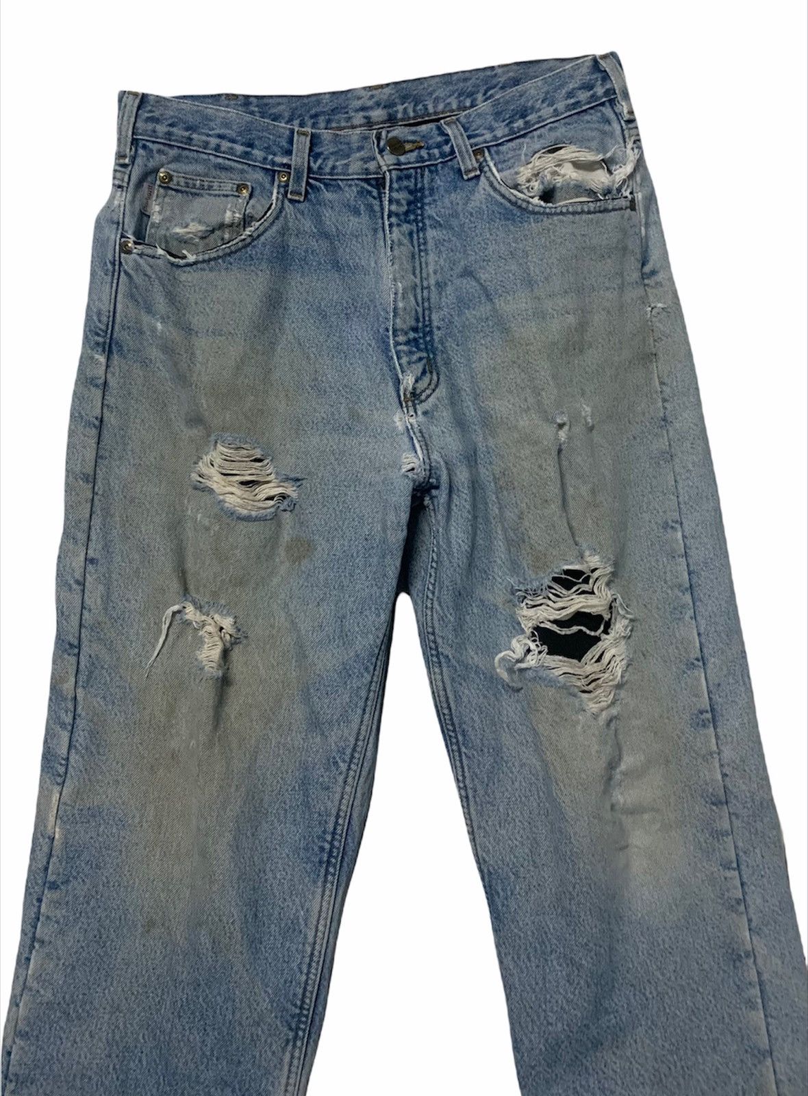 Carhartt × Vintage VINTAGE CARHARTT FLEECE WARM LINED RIPPED DENIM Size US 35 - 4 Thumbnail