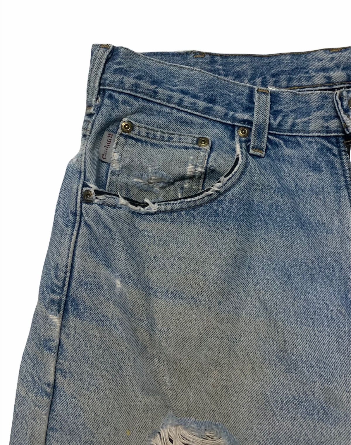 Carhartt × Vintage VINTAGE CARHARTT FLEECE WARM LINED RIPPED DENIM Size US 35 - 5 Thumbnail