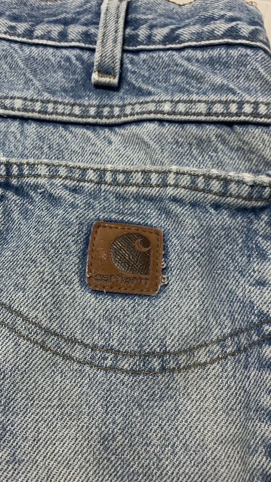 Carhartt × Vintage VINTAGE CARHARTT FLEECE WARM LINED RIPPED DENIM Size US 35 - 11 Thumbnail
